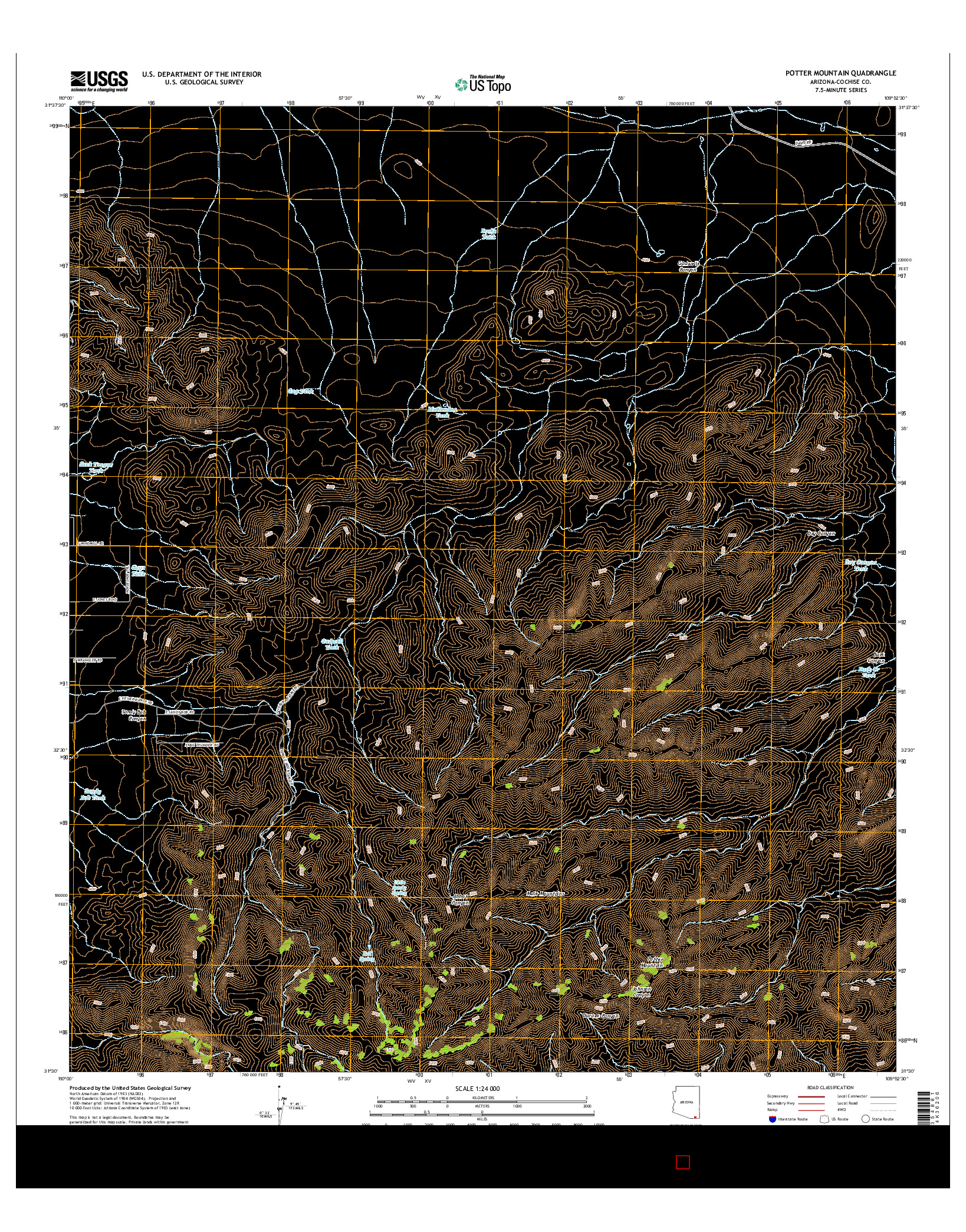 USGS US TOPO 7.5-MINUTE MAP FOR POTTER MOUNTAIN, AZ 2014