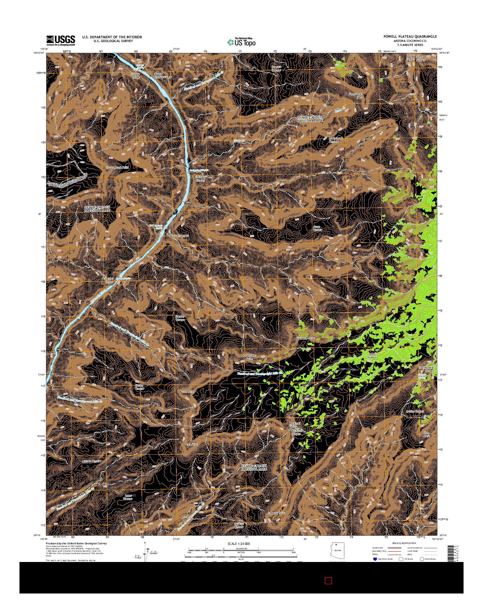 USGS US TOPO 7.5-MINUTE MAP FOR POWELL PLATEAU, AZ 2014