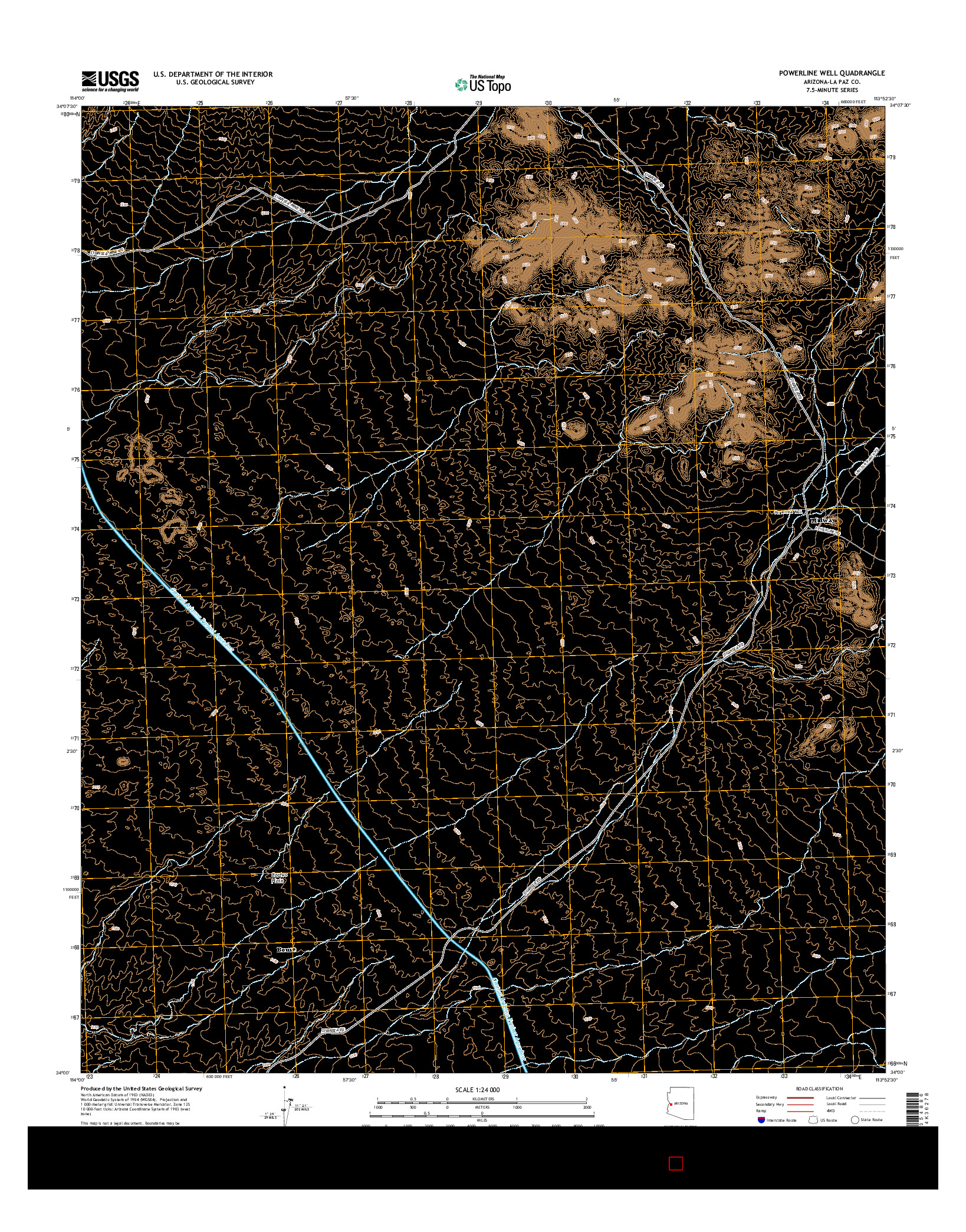 USGS US TOPO 7.5-MINUTE MAP FOR POWERLINE WELL, AZ 2014