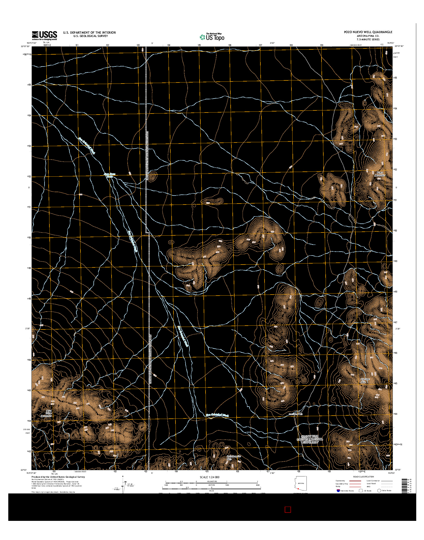 USGS US TOPO 7.5-MINUTE MAP FOR POZO NUEVO WELL, AZ 2014