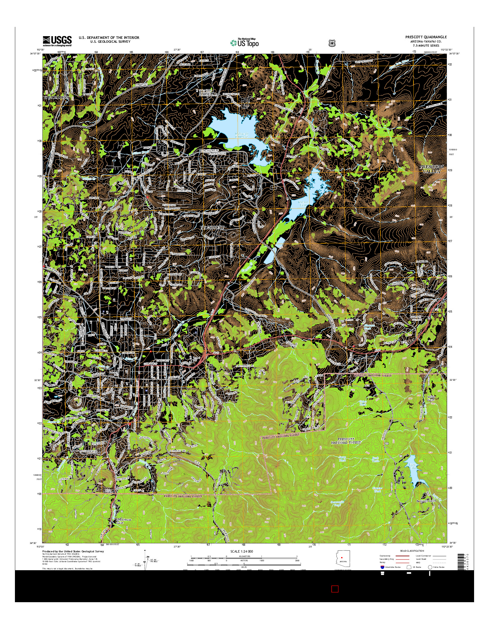 USGS US TOPO 7.5-MINUTE MAP FOR PRESCOTT, AZ 2014
