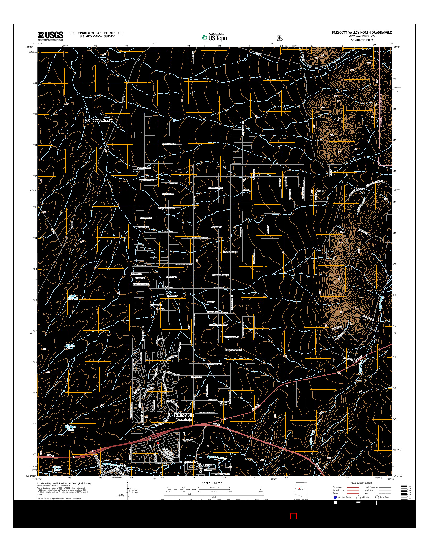USGS US TOPO 7.5-MINUTE MAP FOR PRESCOTT VALLEY NORTH, AZ 2014