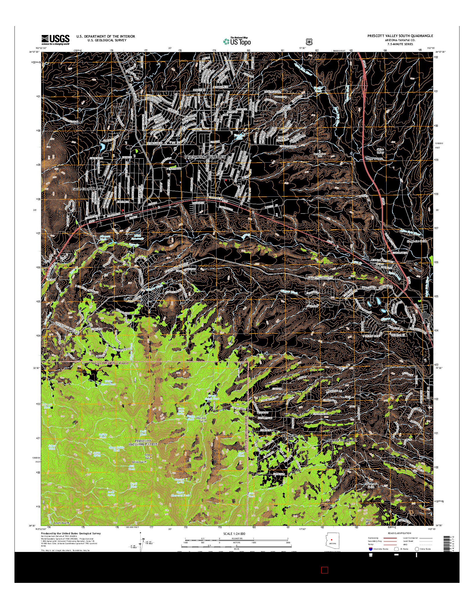 USGS US TOPO 7.5-MINUTE MAP FOR PRESCOTT VALLEY SOUTH, AZ 2014
