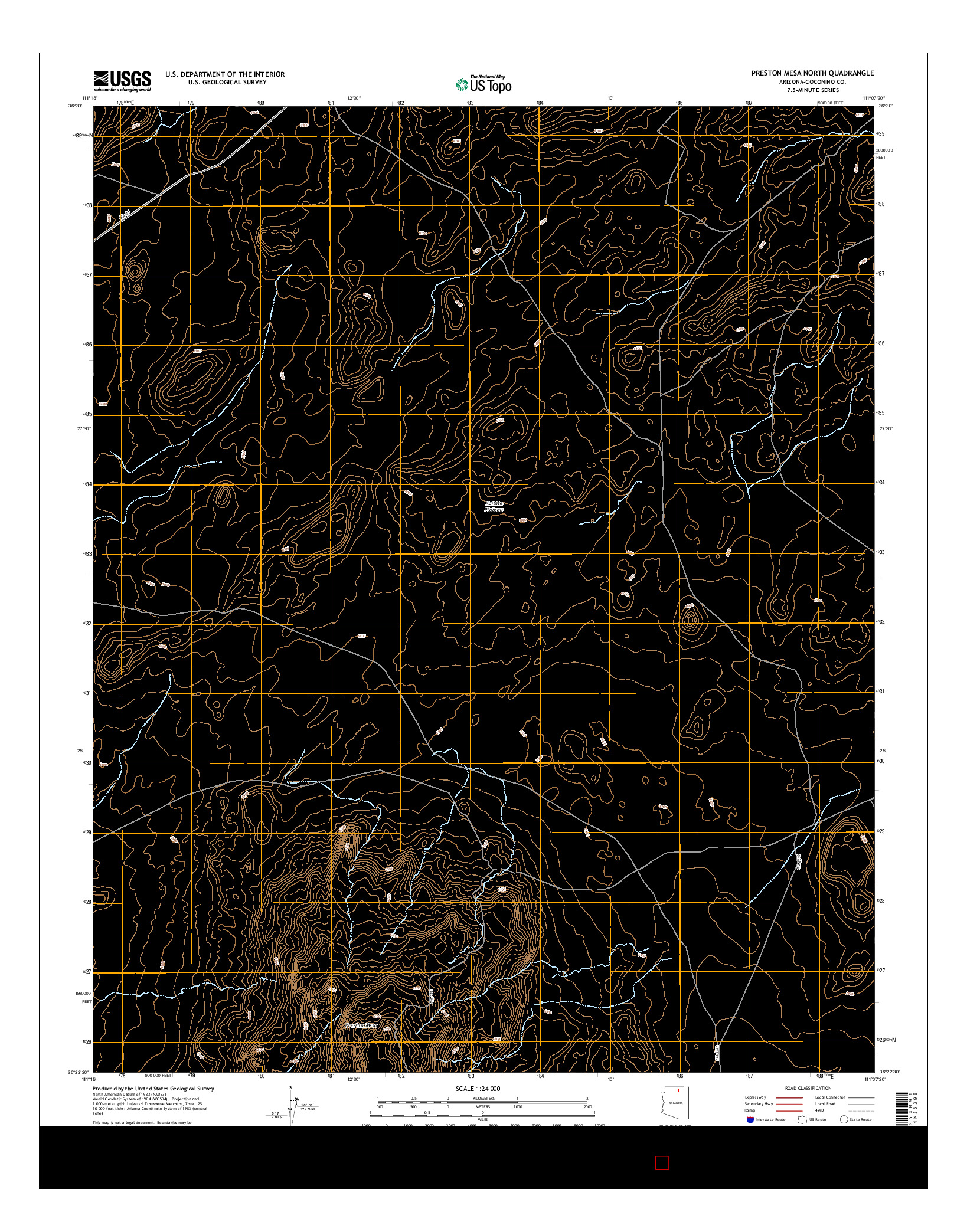 USGS US TOPO 7.5-MINUTE MAP FOR PRESTON MESA NORTH, AZ 2014