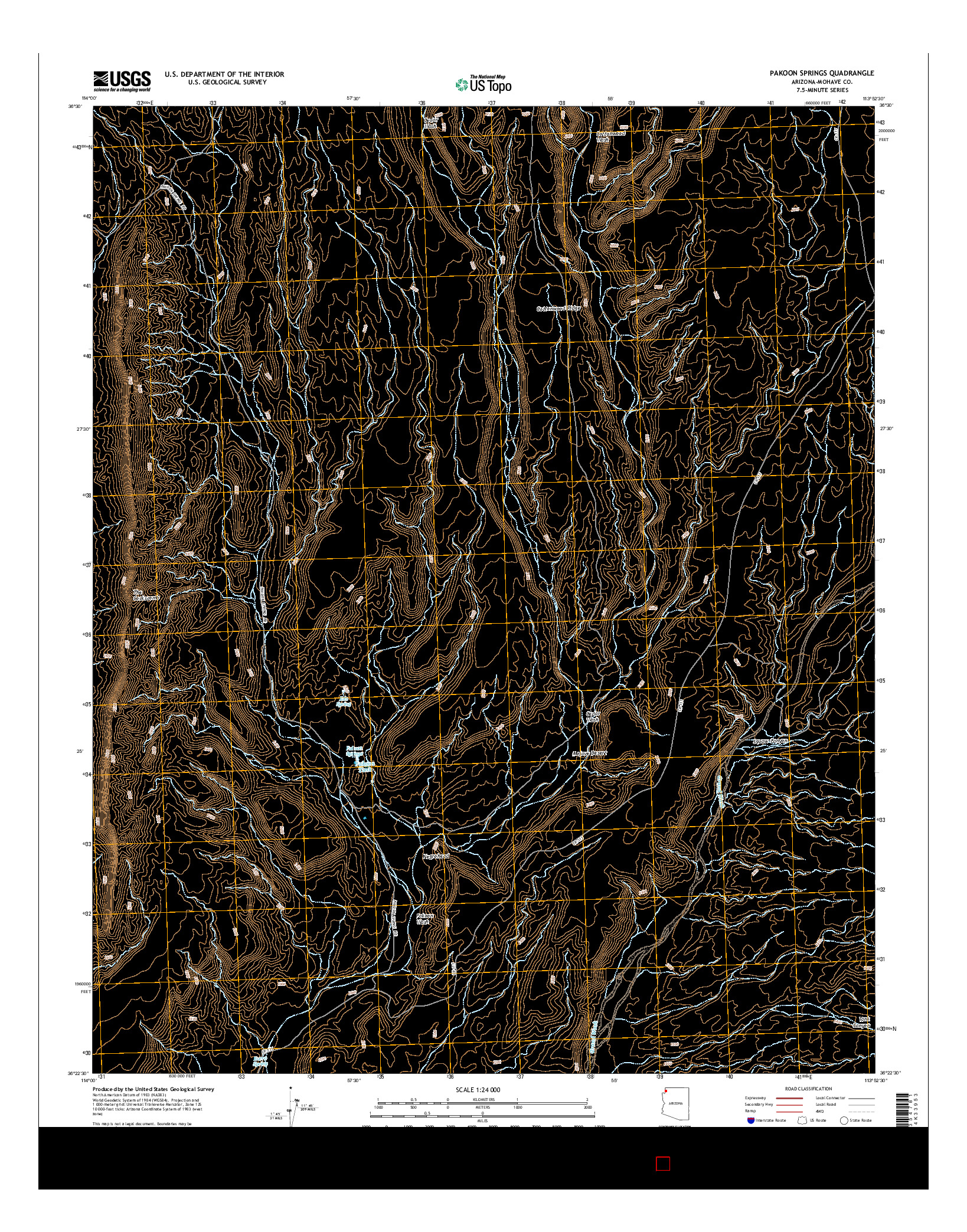 USGS US TOPO 7.5-MINUTE MAP FOR PAKOON SPRINGS, AZ 2014