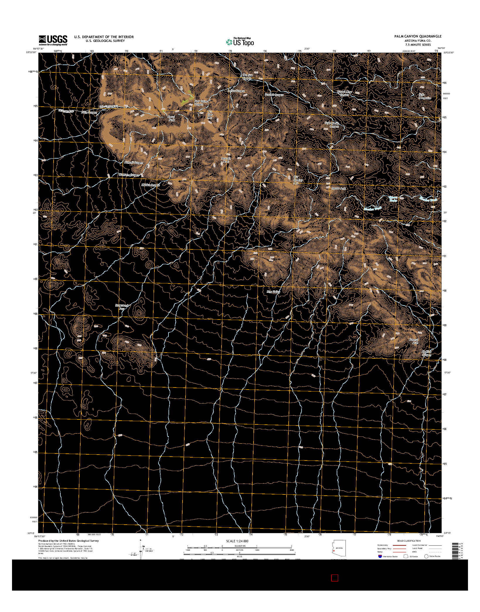 USGS US TOPO 7.5-MINUTE MAP FOR PALM CANYON, AZ 2014