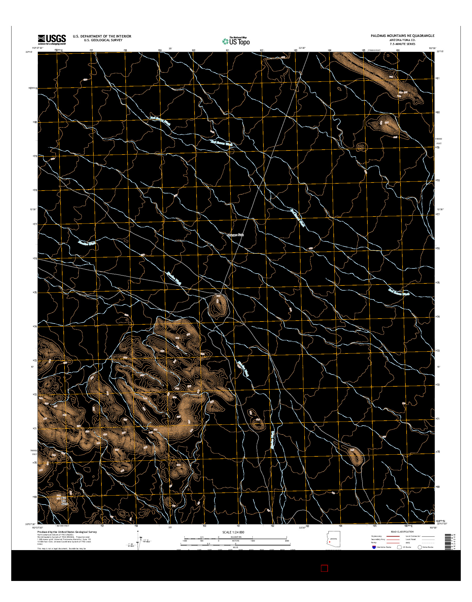 USGS US TOPO 7.5-MINUTE MAP FOR PALOMAS MOUNTAINS NE, AZ 2014