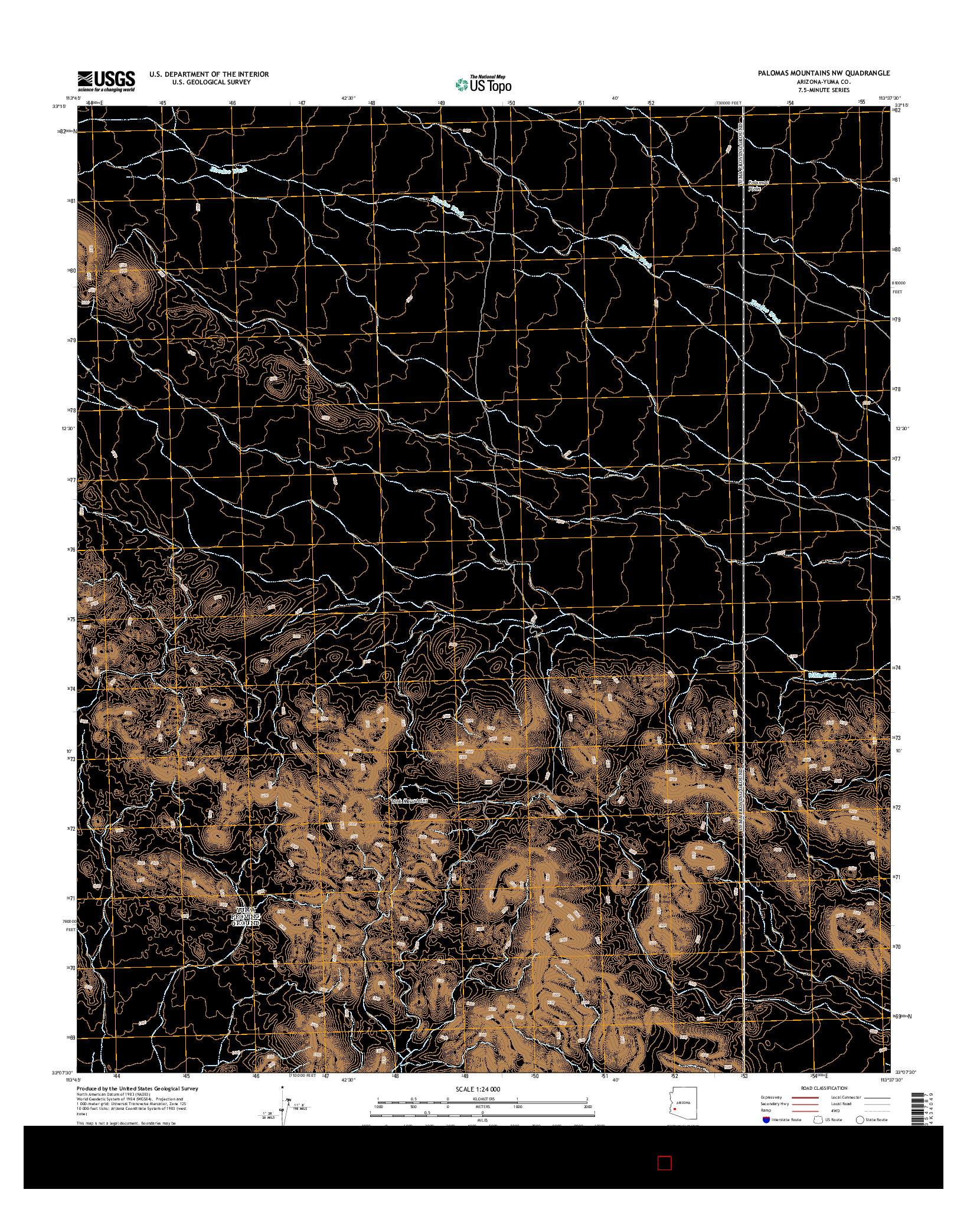 USGS US TOPO 7.5-MINUTE MAP FOR PALOMAS MOUNTAINS NW, AZ 2014