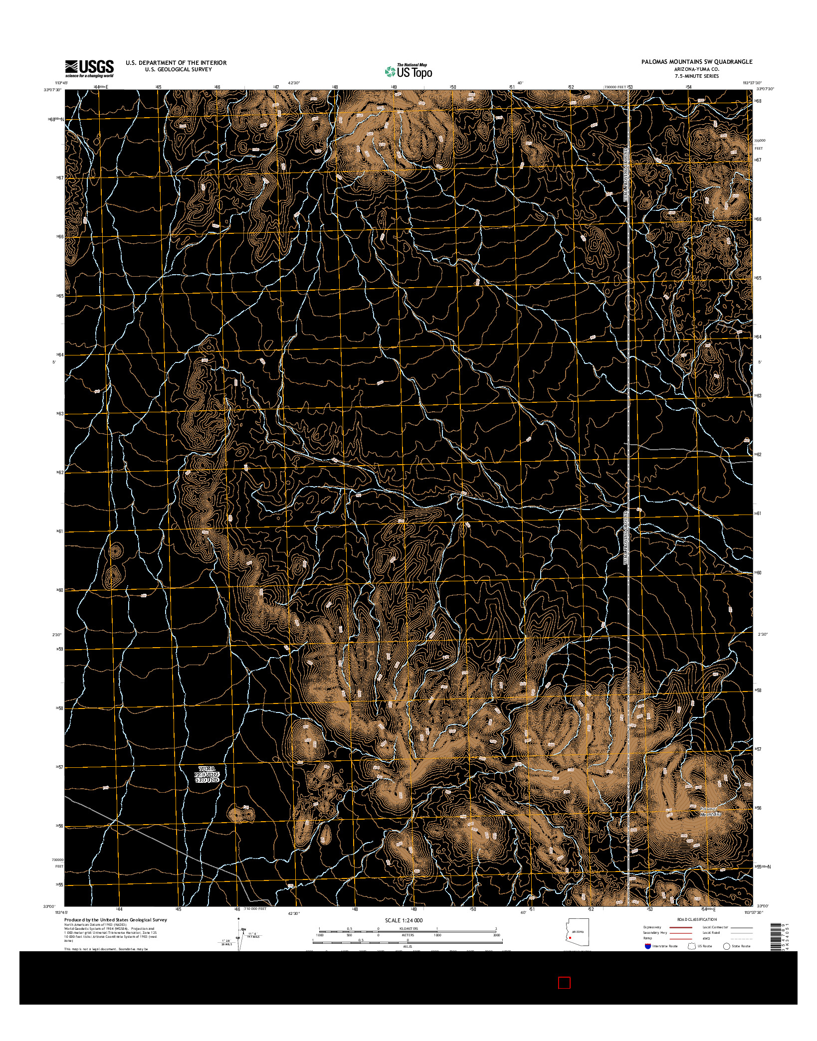 USGS US TOPO 7.5-MINUTE MAP FOR PALOMAS MOUNTAINS SW, AZ 2014