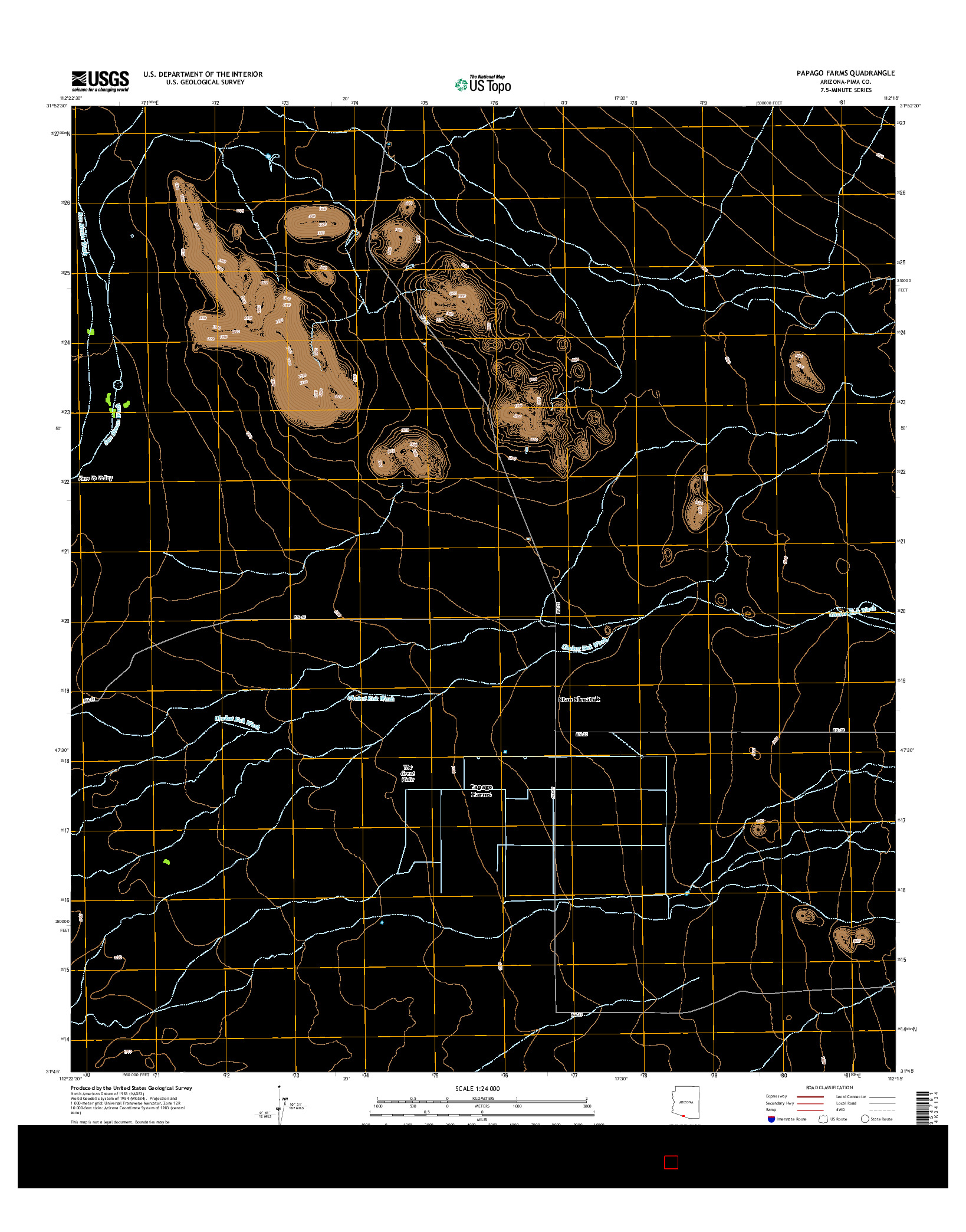 USGS US TOPO 7.5-MINUTE MAP FOR PAPAGO FARMS, AZ 2014