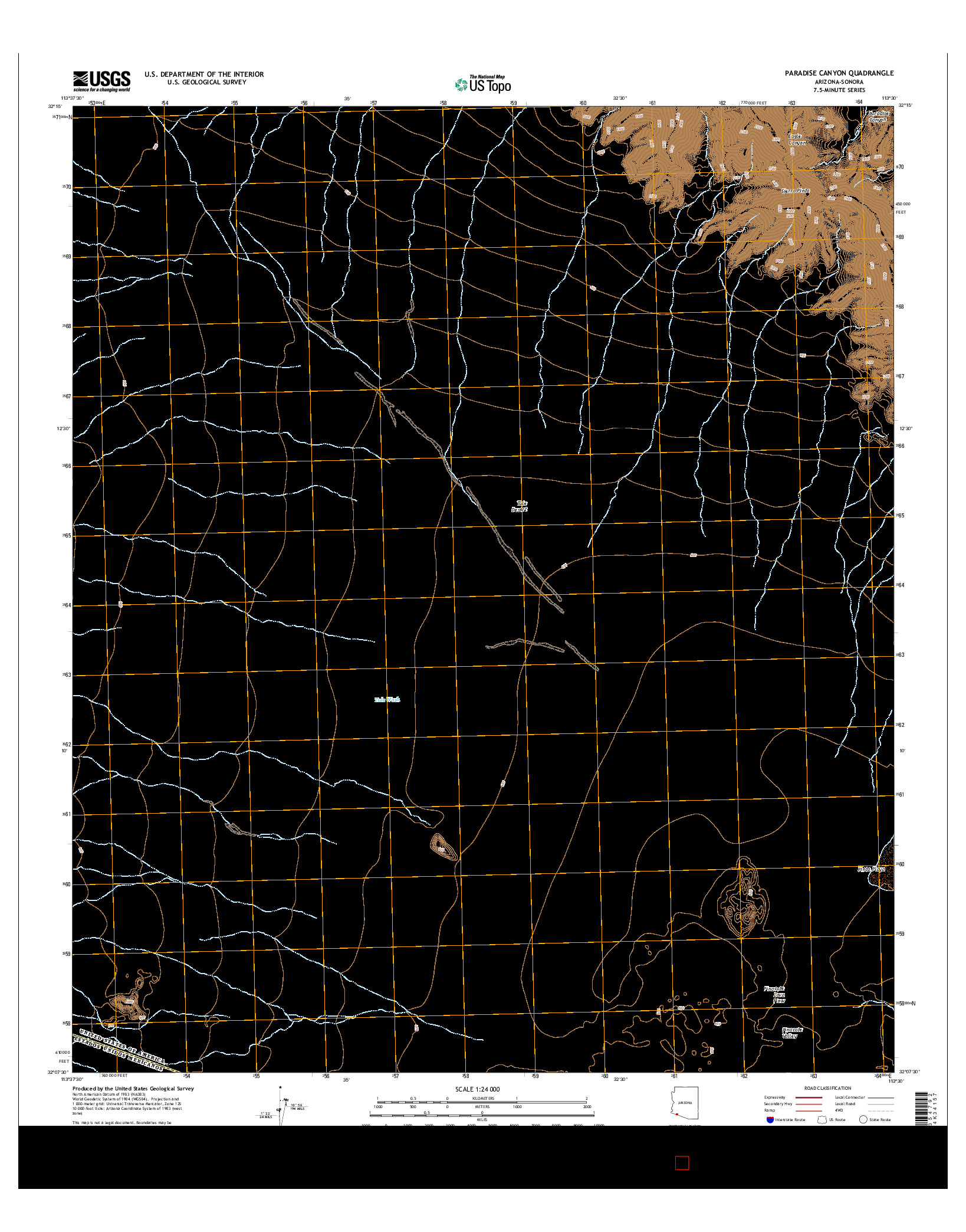 USGS US TOPO 7.5-MINUTE MAP FOR PARADISE CANYON, AZ-SON 2014
