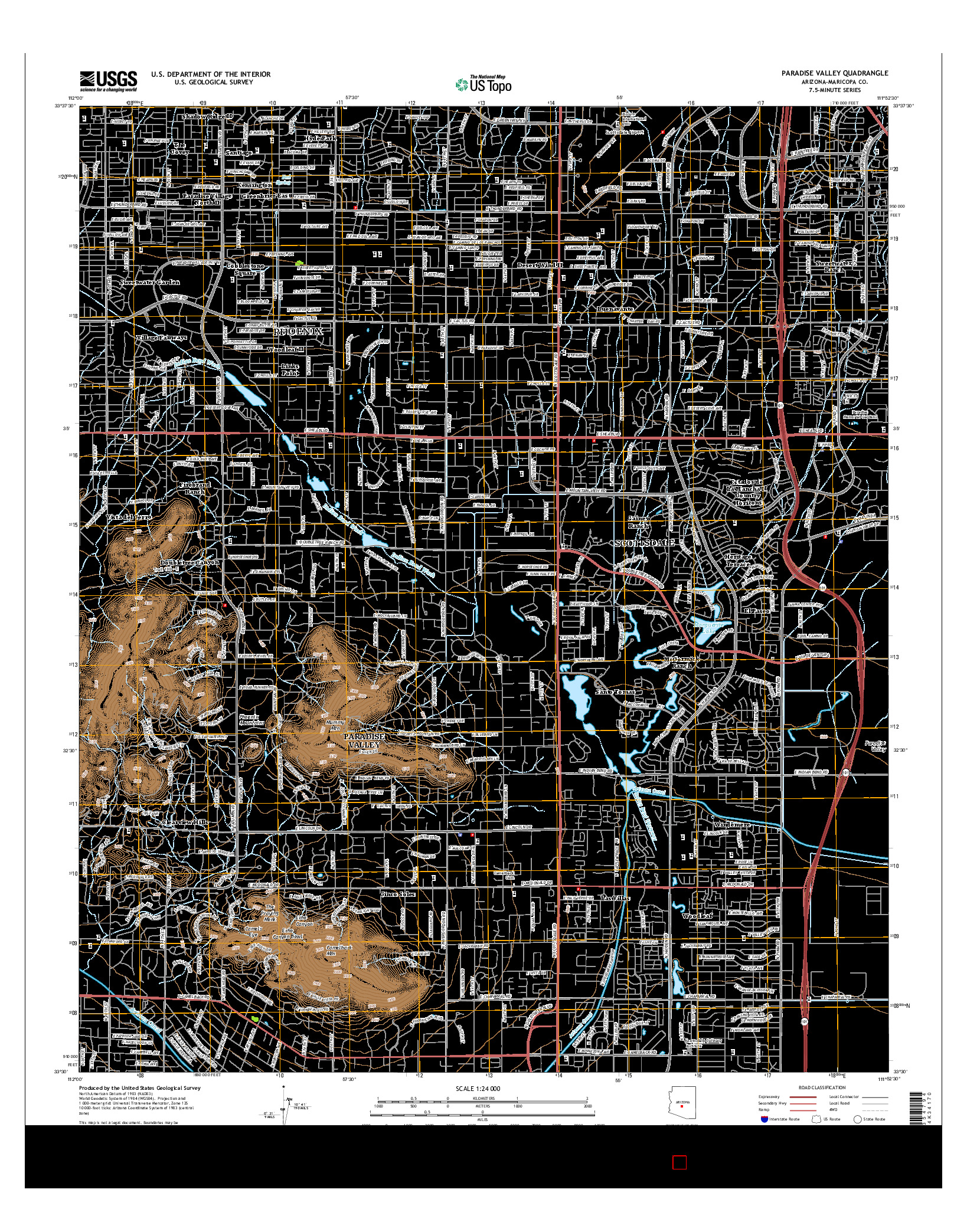 USGS US TOPO 7.5-MINUTE MAP FOR PARADISE VALLEY, AZ 2014