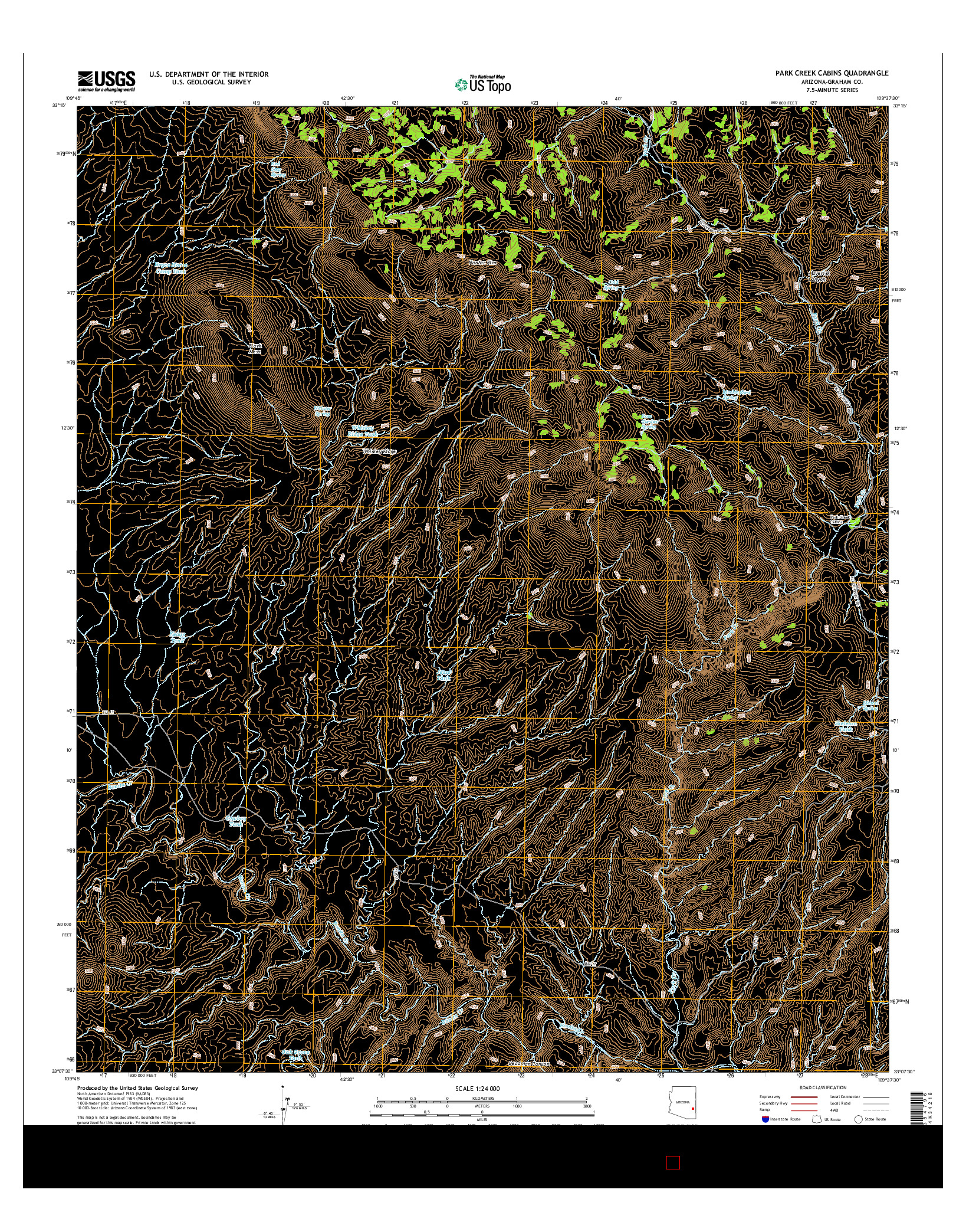 USGS US TOPO 7.5-MINUTE MAP FOR PARK CREEK CABINS, AZ 2014