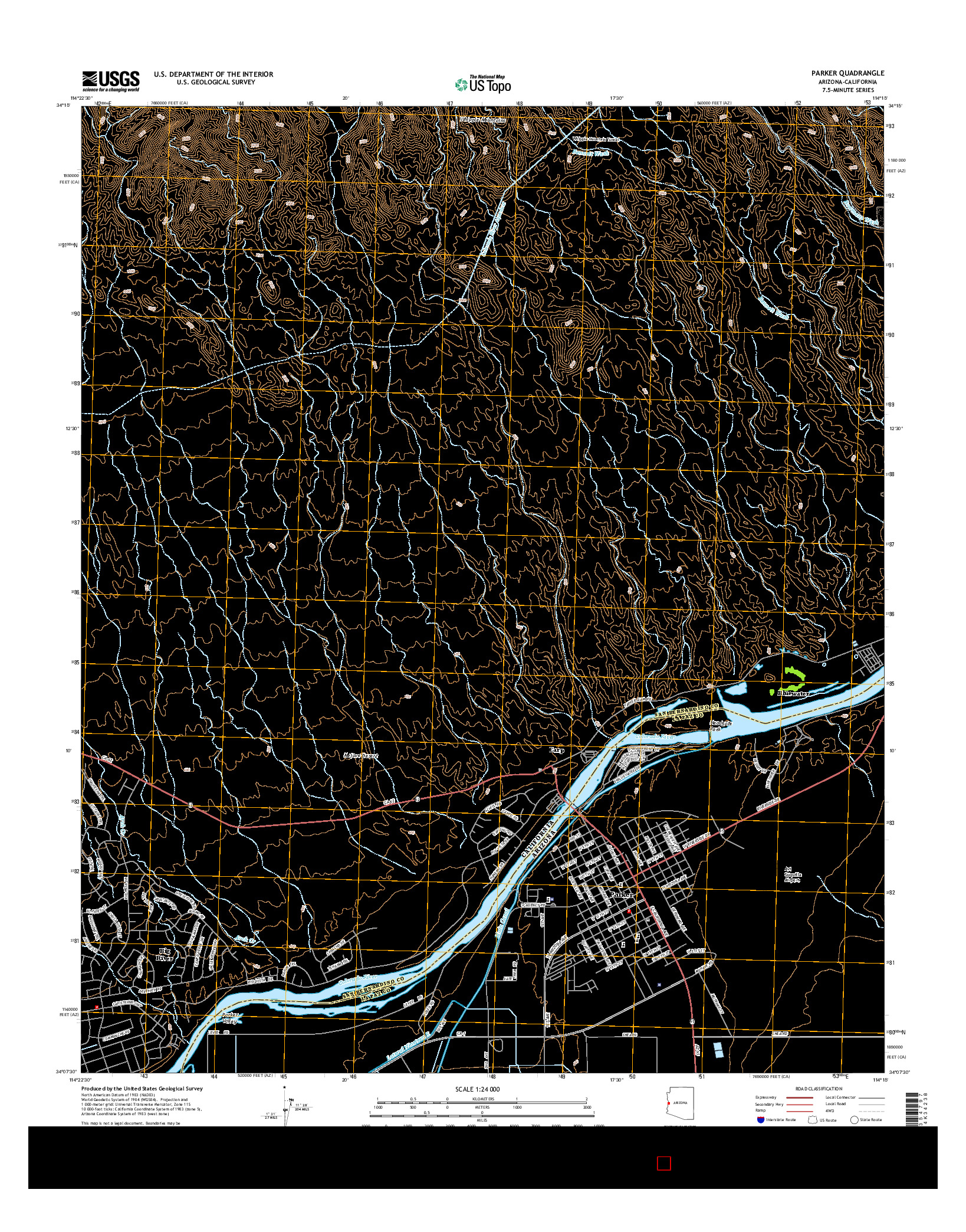 USGS US TOPO 7.5-MINUTE MAP FOR PARKER, AZ-CA 2014