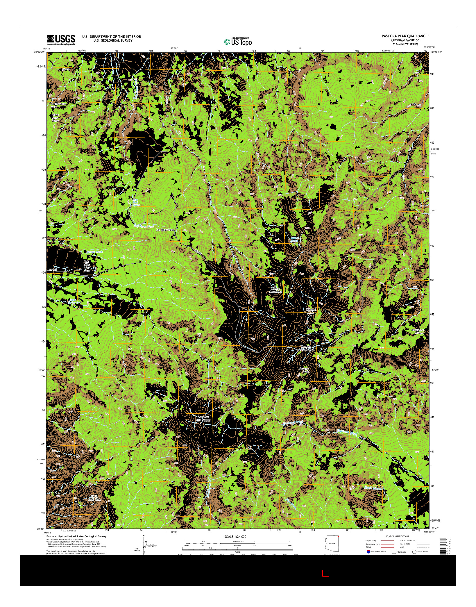 USGS US TOPO 7.5-MINUTE MAP FOR PASTORA PEAK, AZ 2014