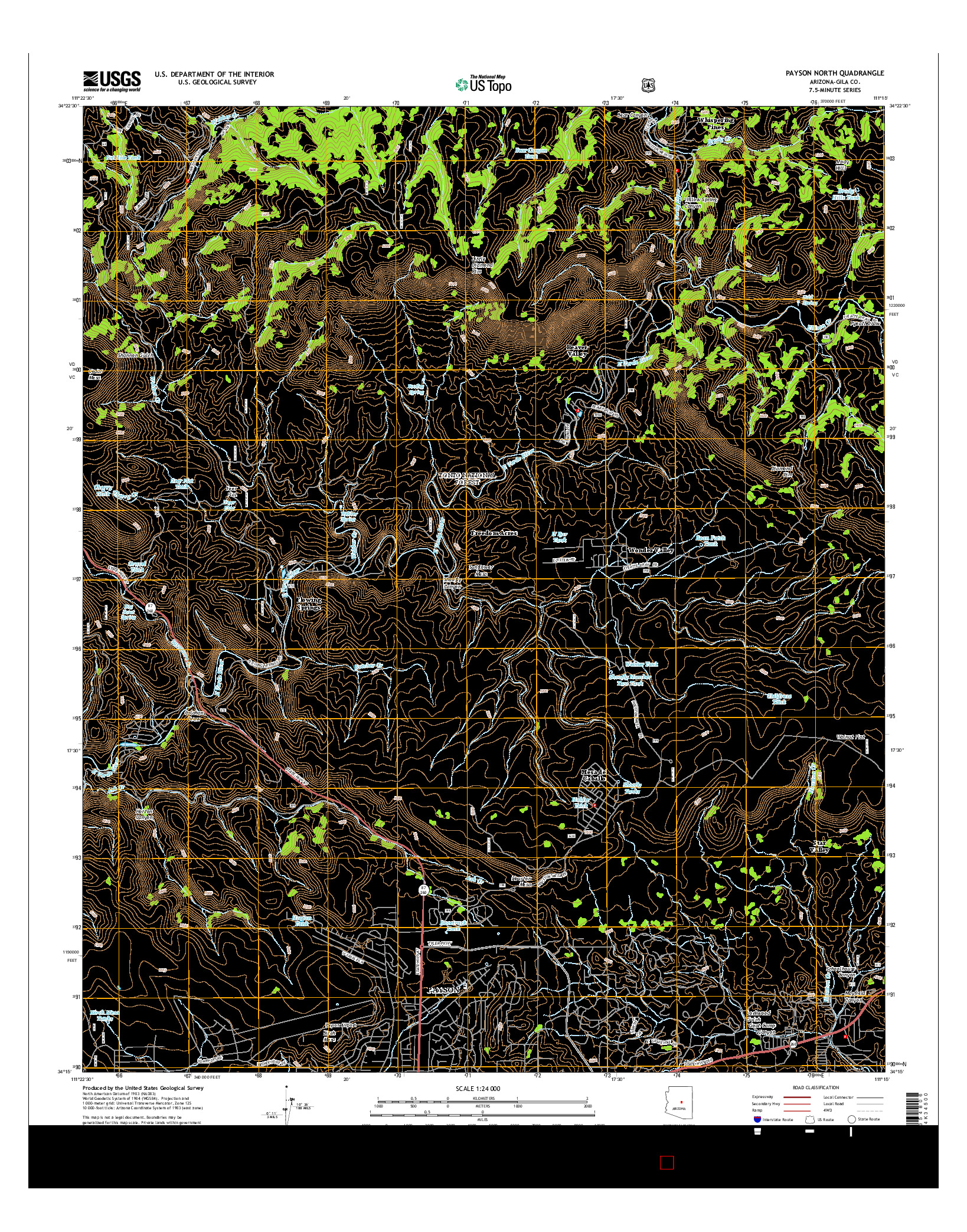 USGS US TOPO 7.5-MINUTE MAP FOR PAYSON NORTH, AZ 2014
