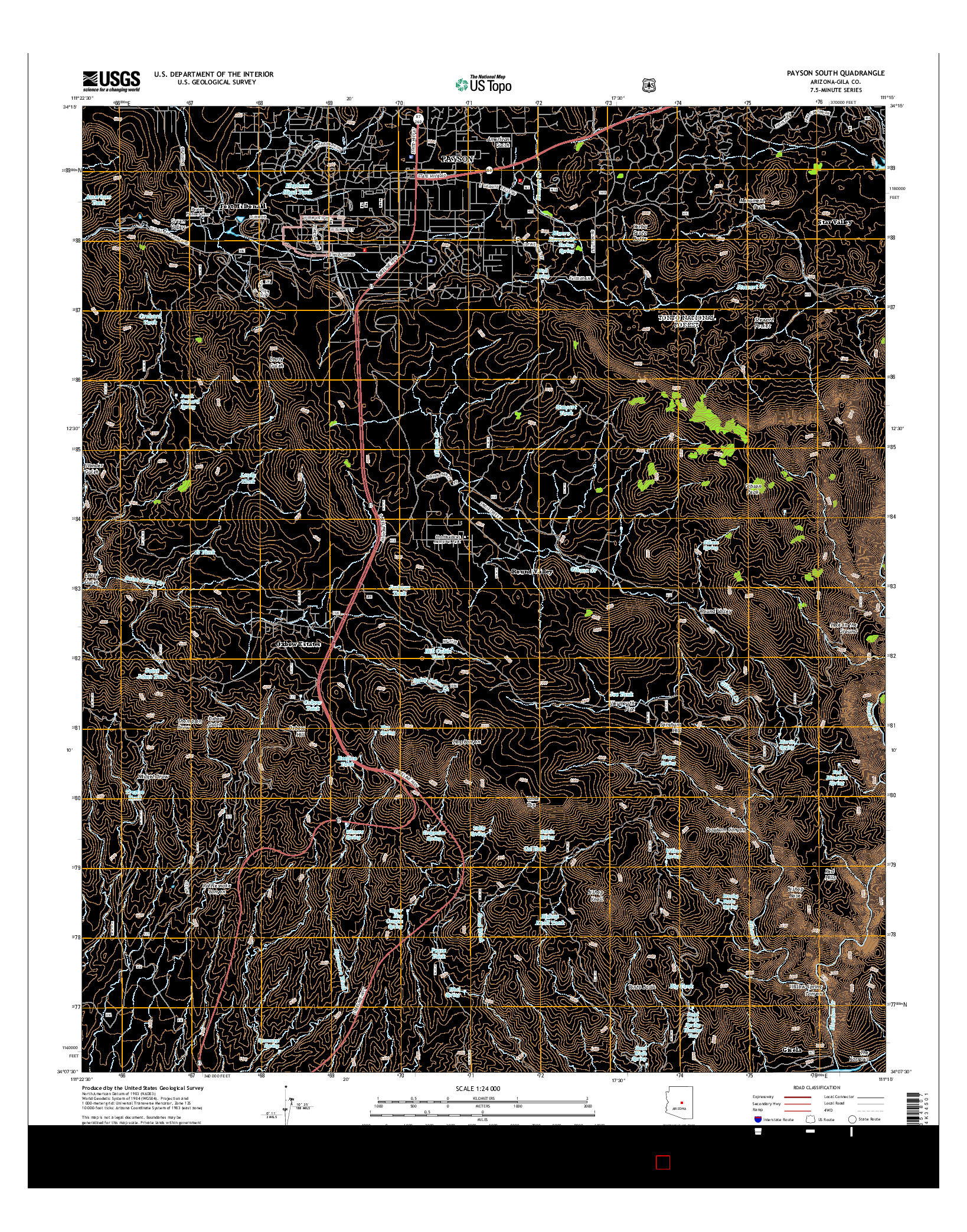 USGS US TOPO 7.5-MINUTE MAP FOR PAYSON SOUTH, AZ 2014