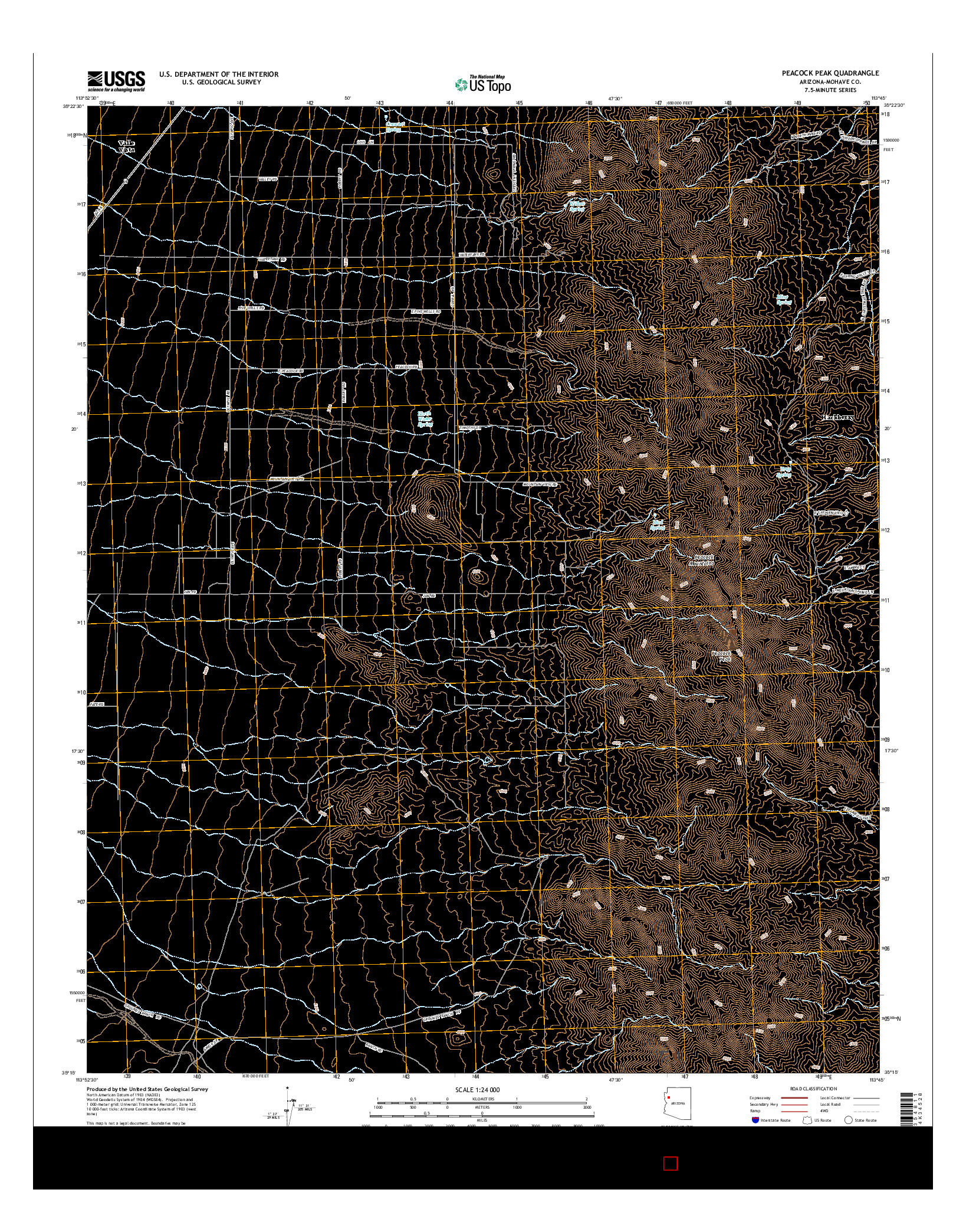 USGS US TOPO 7.5-MINUTE MAP FOR PEACOCK PEAK, AZ 2014