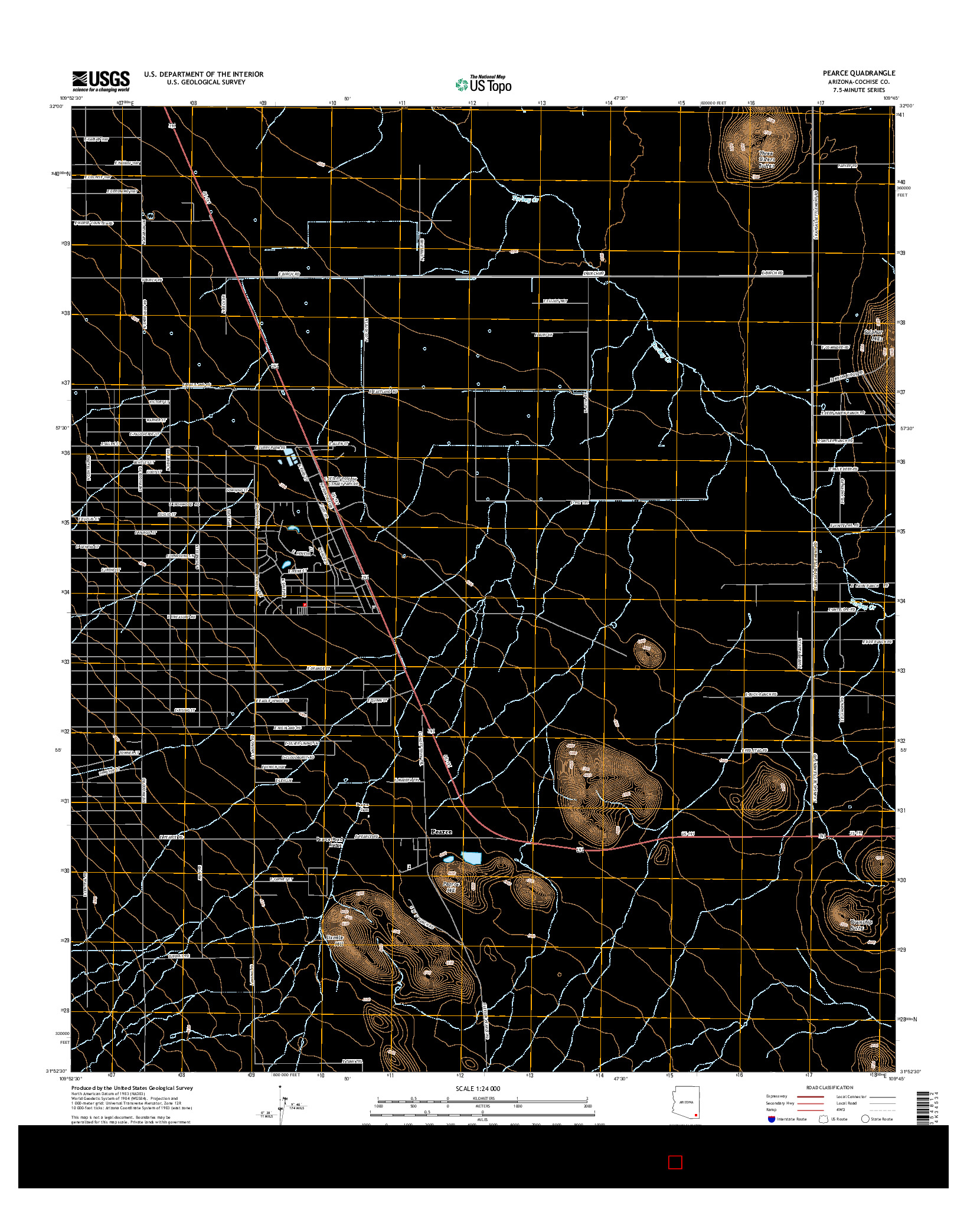 USGS US TOPO 7.5-MINUTE MAP FOR PEARCE, AZ 2014