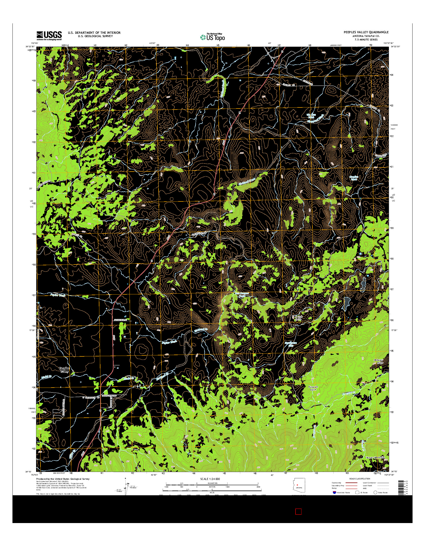 USGS US TOPO 7.5-MINUTE MAP FOR PEEPLES VALLEY, AZ 2014