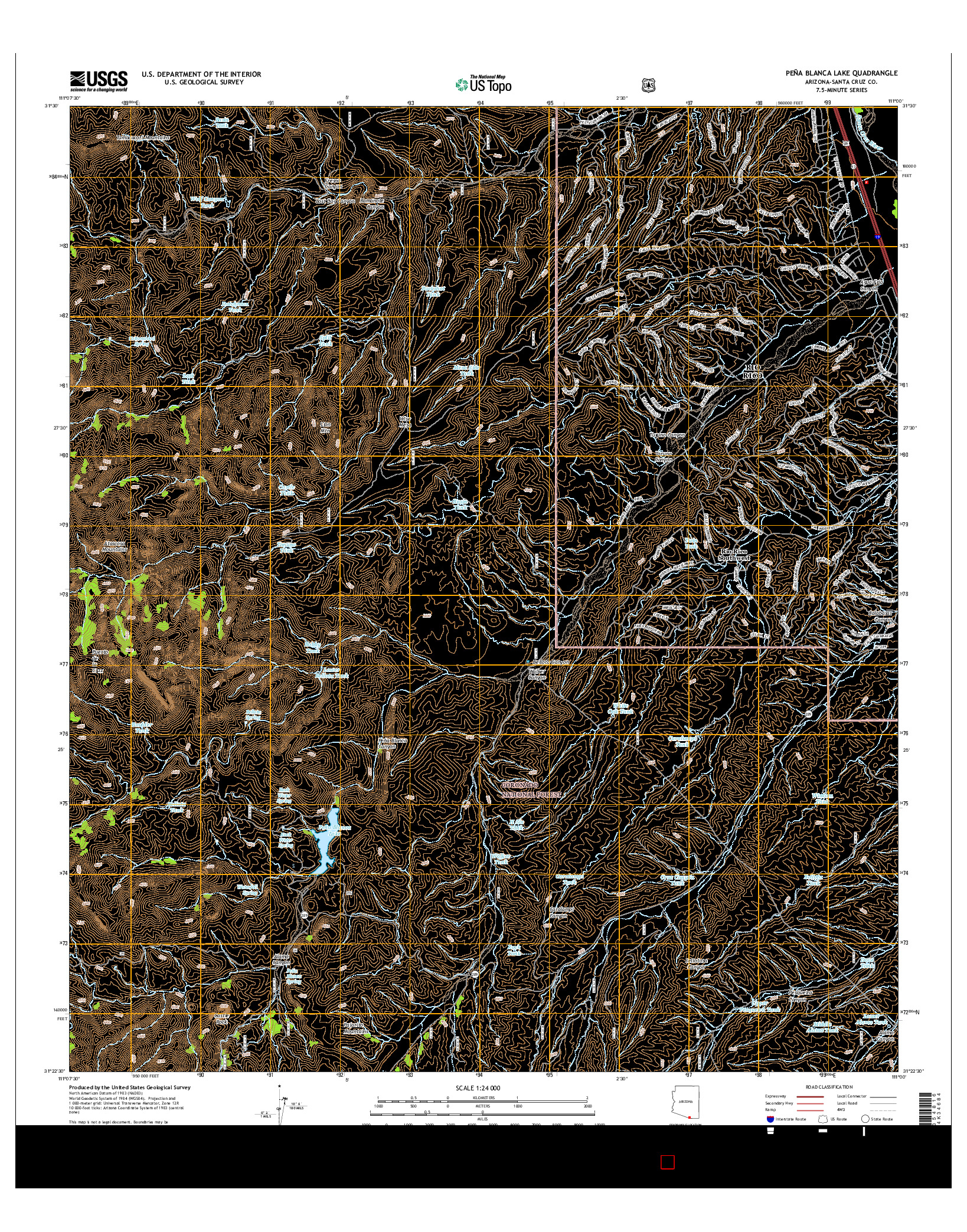 USGS US TOPO 7.5-MINUTE MAP FOR PEñA BLANCA LAKE, AZ 2014