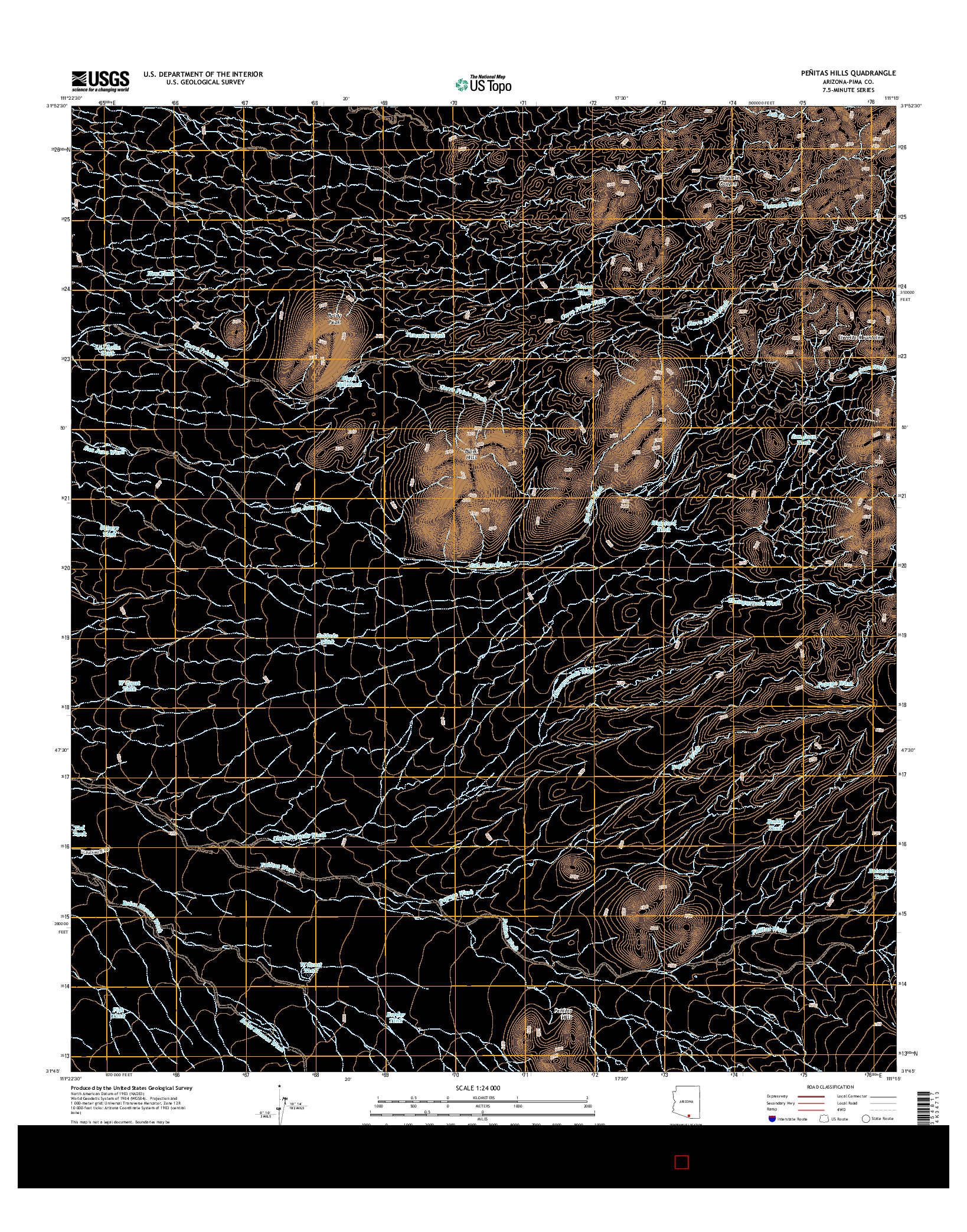 USGS US TOPO 7.5-MINUTE MAP FOR PEñITAS HILLS, AZ 2014