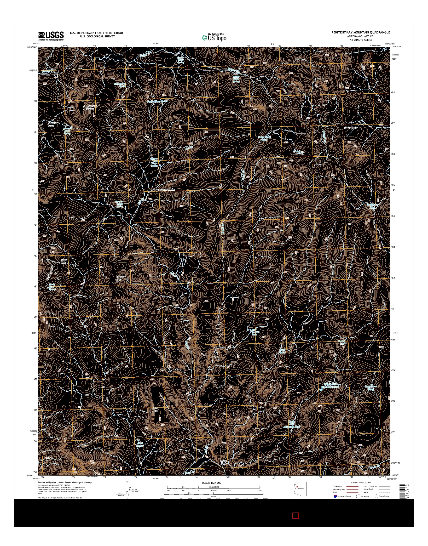 USGS US TOPO 7.5-MINUTE MAP FOR PENITENTIARY MOUNTAIN, AZ 2014