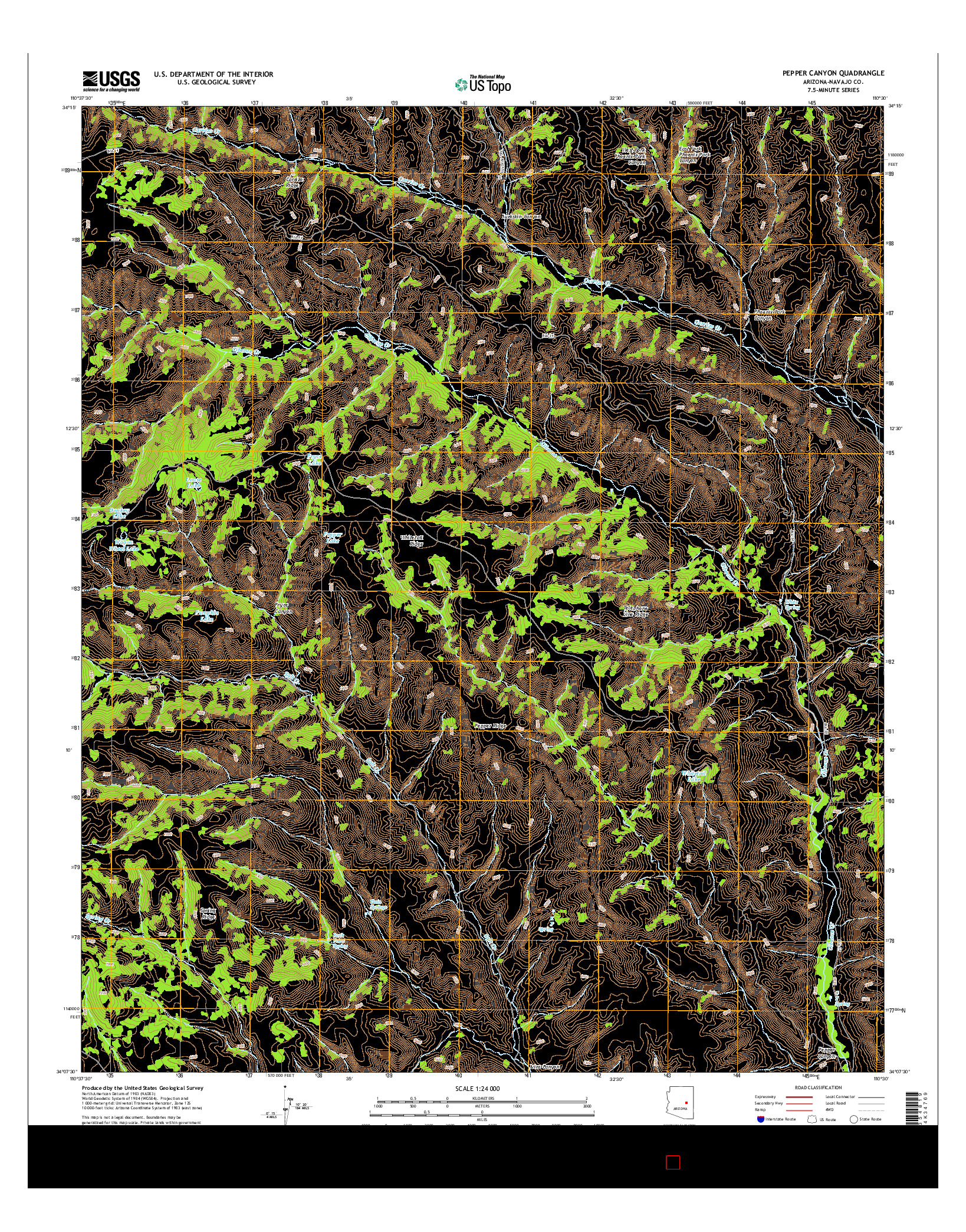 USGS US TOPO 7.5-MINUTE MAP FOR PEPPER CANYON, AZ 2014