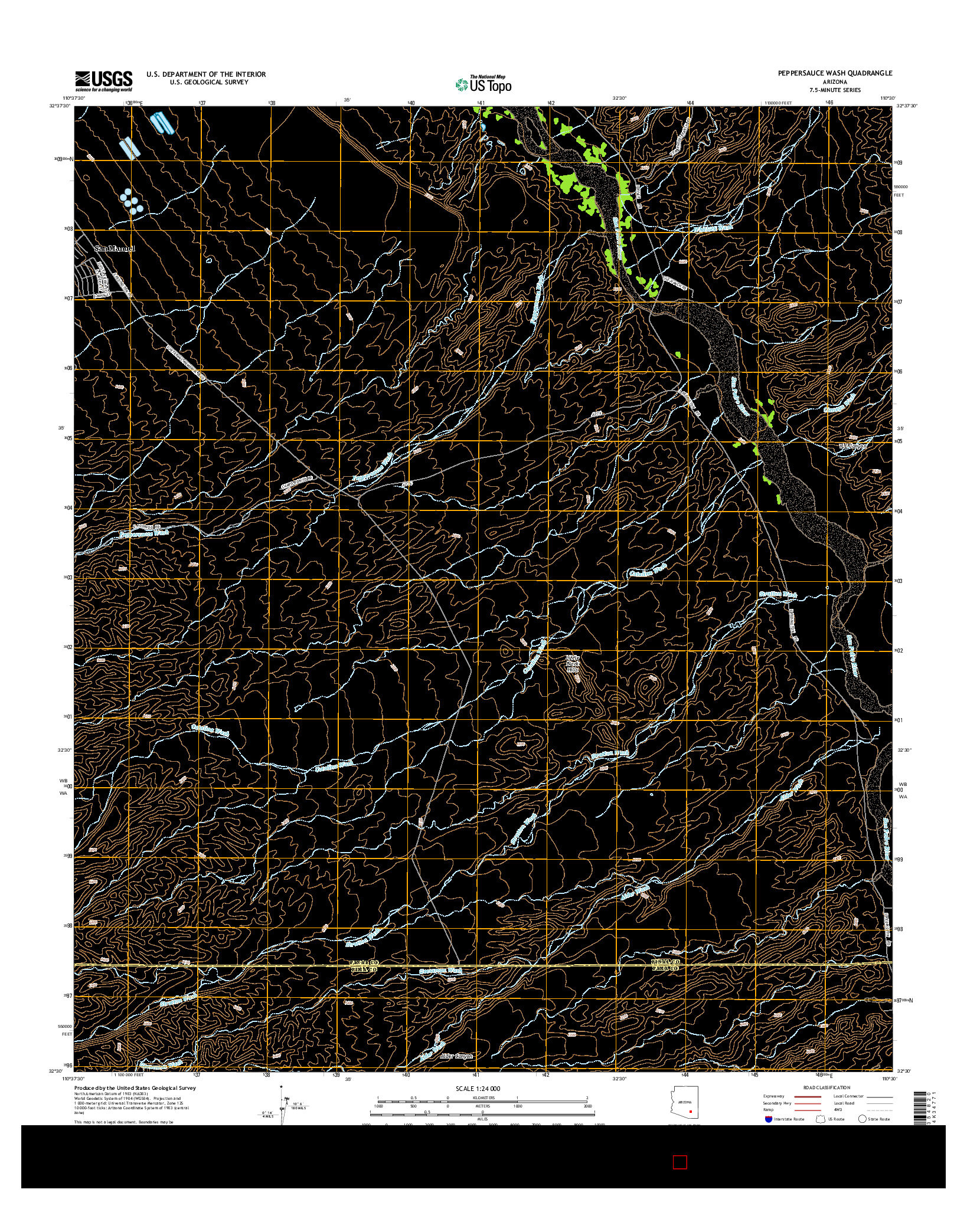 USGS US TOPO 7.5-MINUTE MAP FOR PEPPERSAUCE WASH, AZ 2014