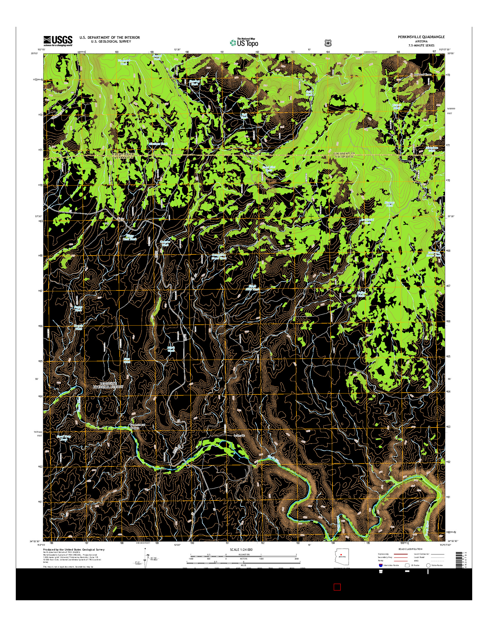 USGS US TOPO 7.5-MINUTE MAP FOR PERKINSVILLE, AZ 2014