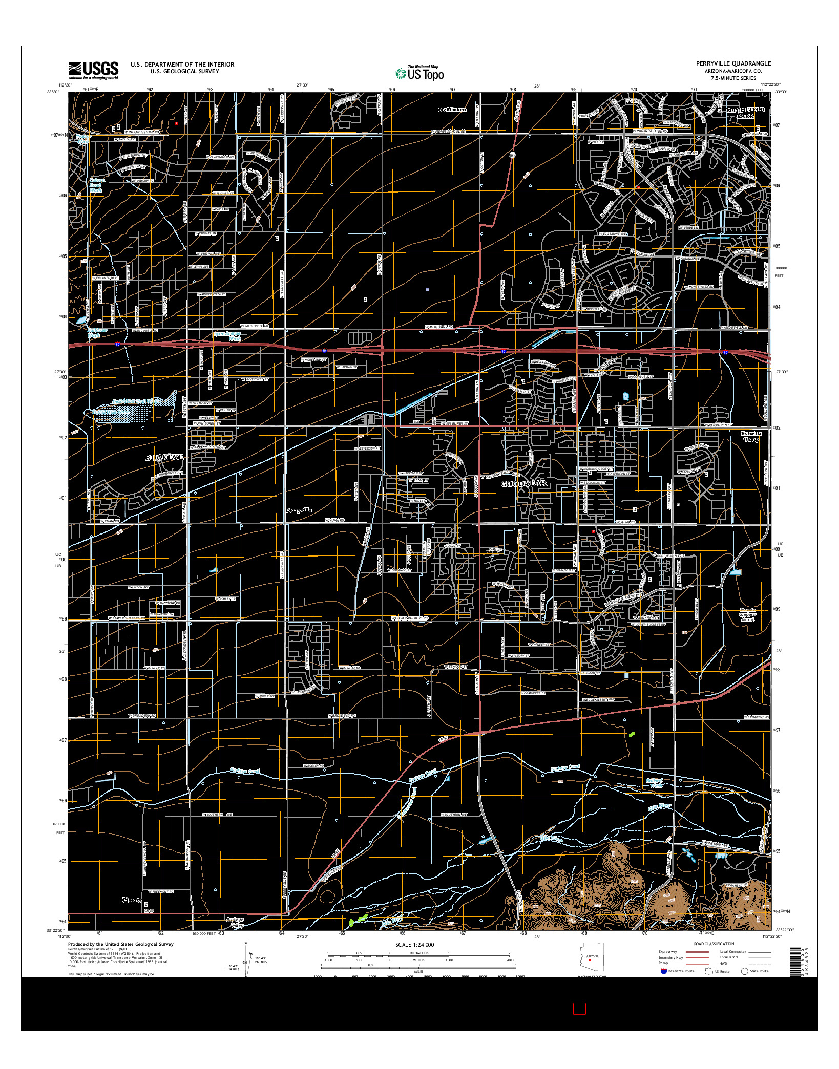 USGS US TOPO 7.5-MINUTE MAP FOR PERRYVILLE, AZ 2014