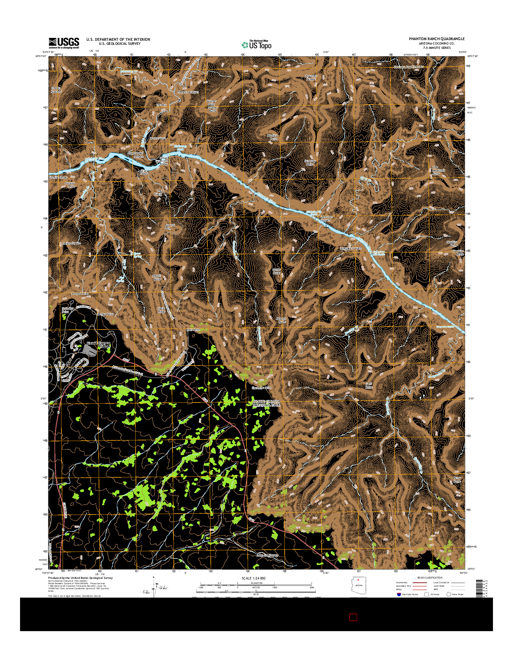 USGS US TOPO 7.5-MINUTE MAP FOR PHANTOM RANCH, AZ 2014