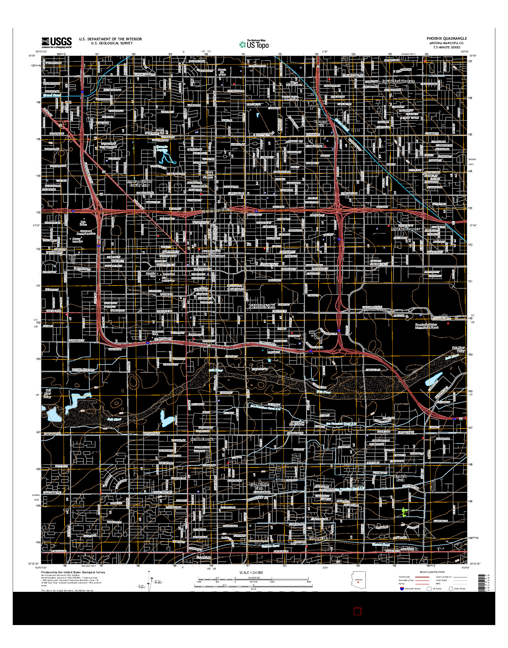 USGS US TOPO 7.5-MINUTE MAP FOR PHOENIX, AZ 2014