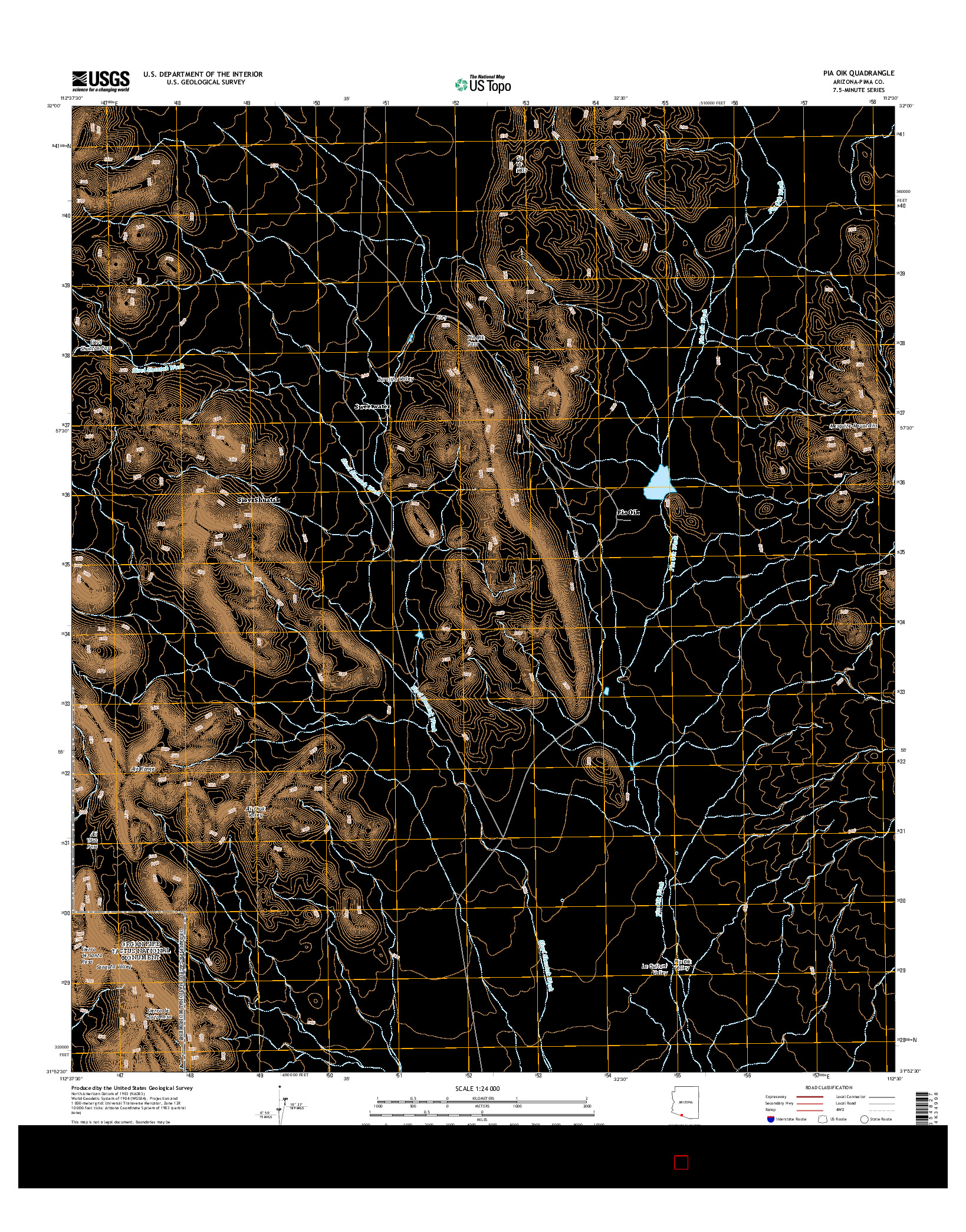USGS US TOPO 7.5-MINUTE MAP FOR PIA OIK, AZ 2014