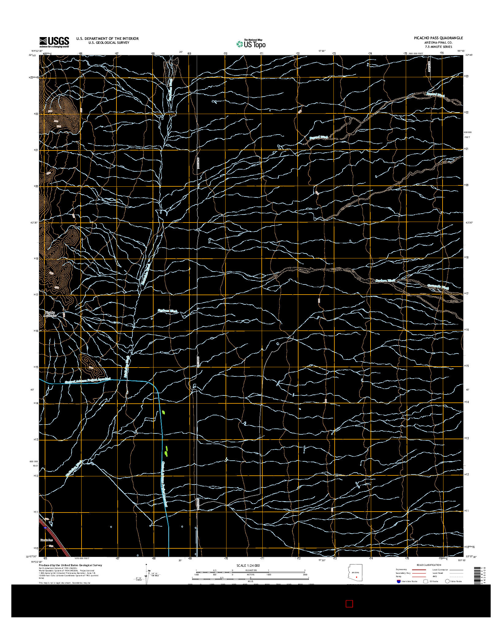 USGS US TOPO 7.5-MINUTE MAP FOR PICACHO PASS, AZ 2014