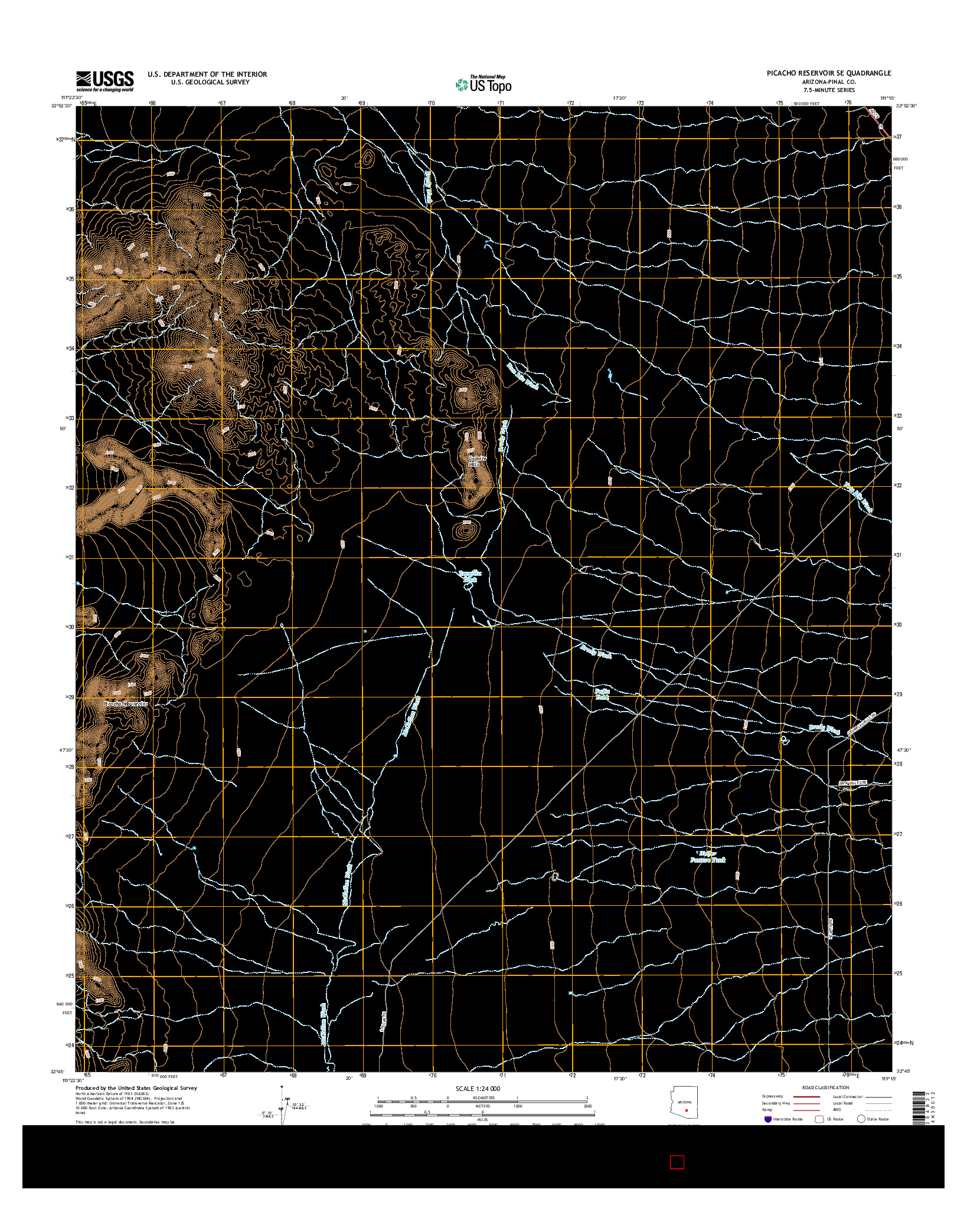 USGS US TOPO 7.5-MINUTE MAP FOR PICACHO RESERVOIR SE, AZ 2014