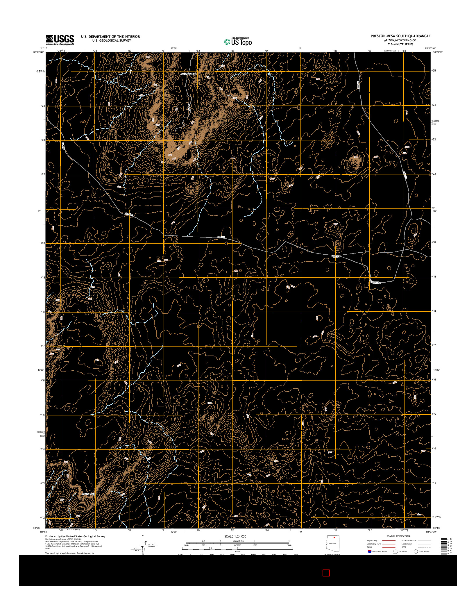 USGS US TOPO 7.5-MINUTE MAP FOR PRESTON MESA SOUTH, AZ 2014