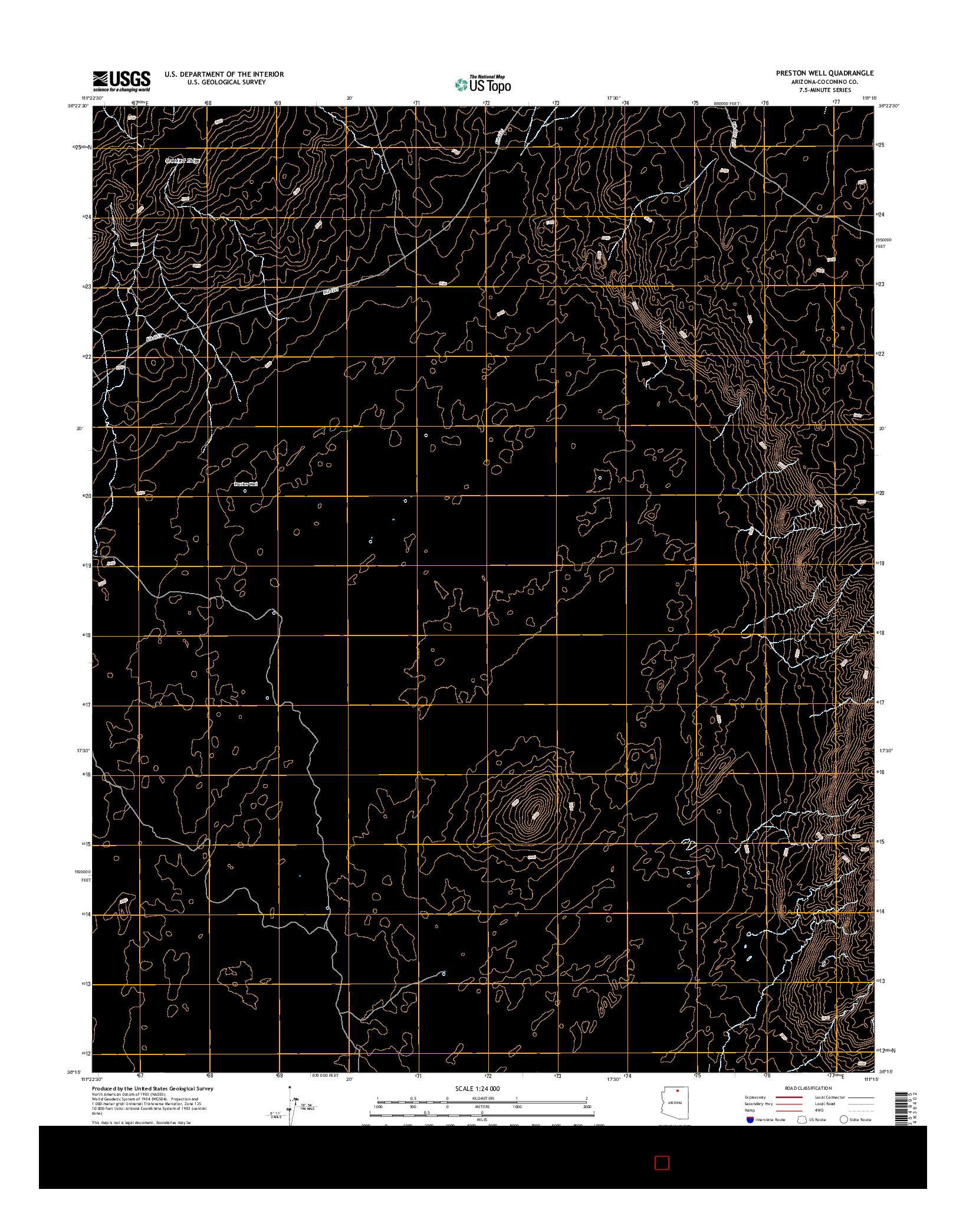 USGS US TOPO 7.5-MINUTE MAP FOR PRESTON WELL, AZ 2014