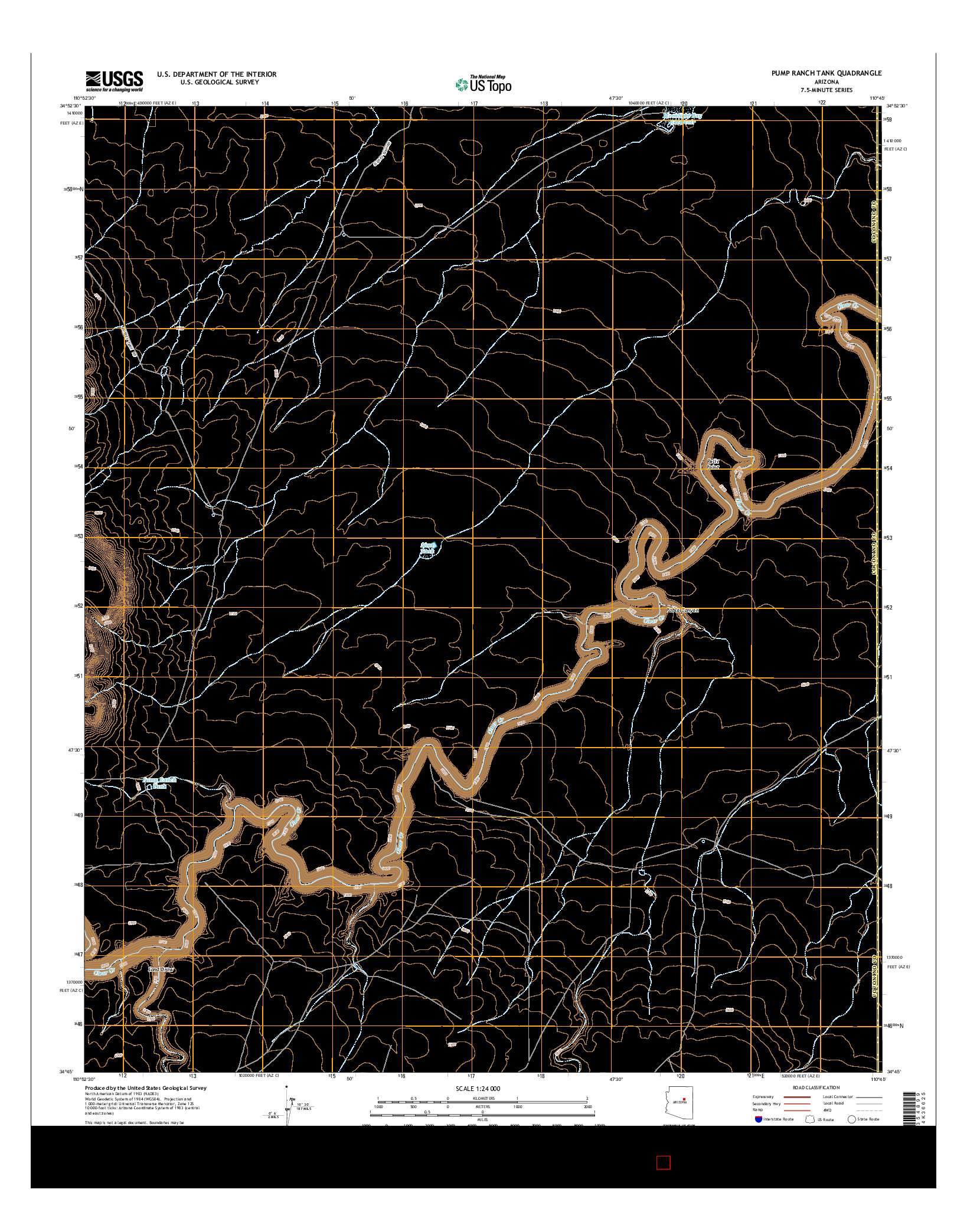 USGS US TOPO 7.5-MINUTE MAP FOR PUMP RANCH TANK, AZ 2014