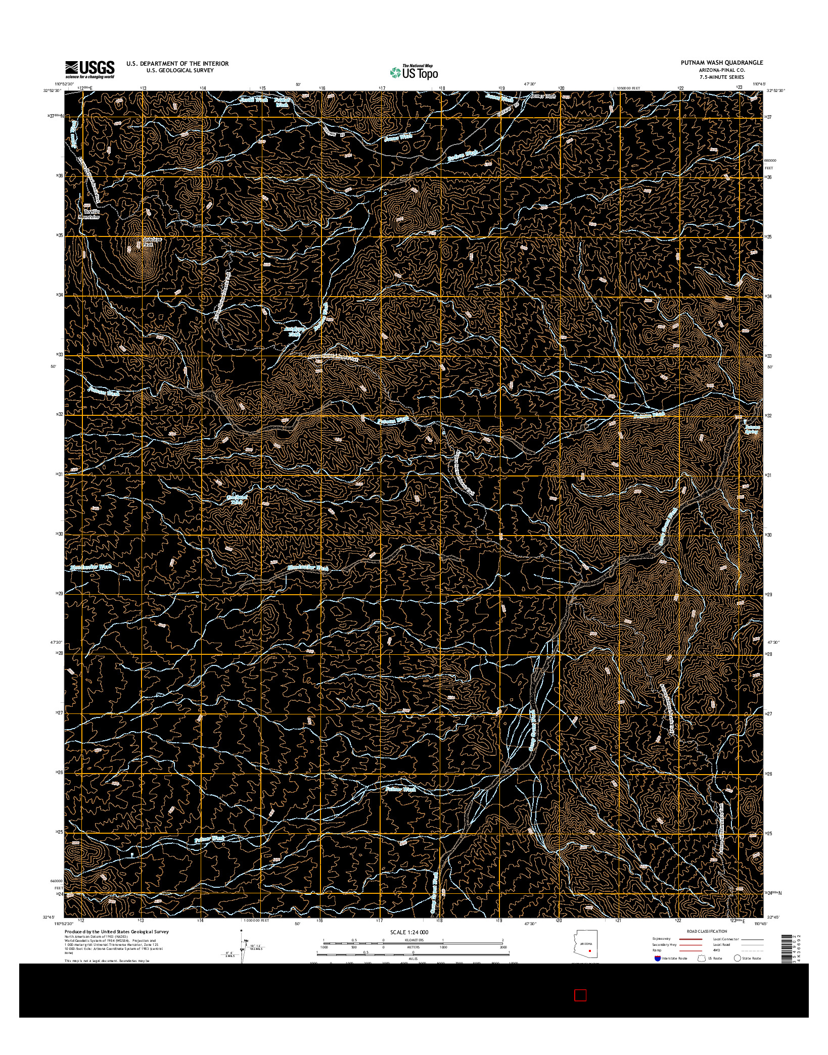 USGS US TOPO 7.5-MINUTE MAP FOR PUTNAM WASH, AZ 2014