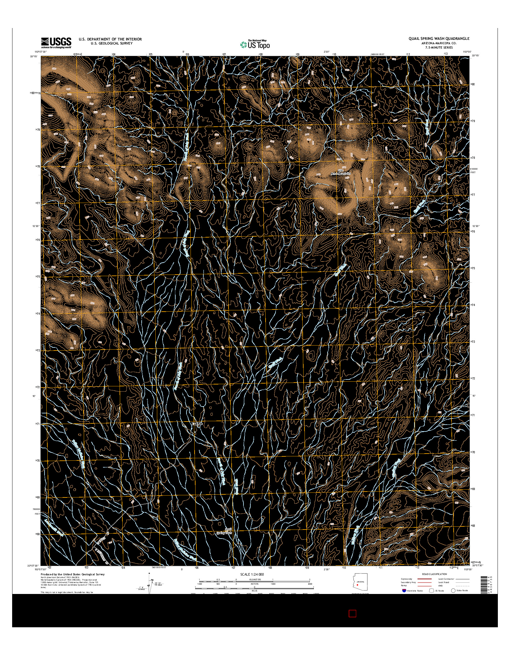 USGS US TOPO 7.5-MINUTE MAP FOR QUAIL SPRING WASH, AZ 2014