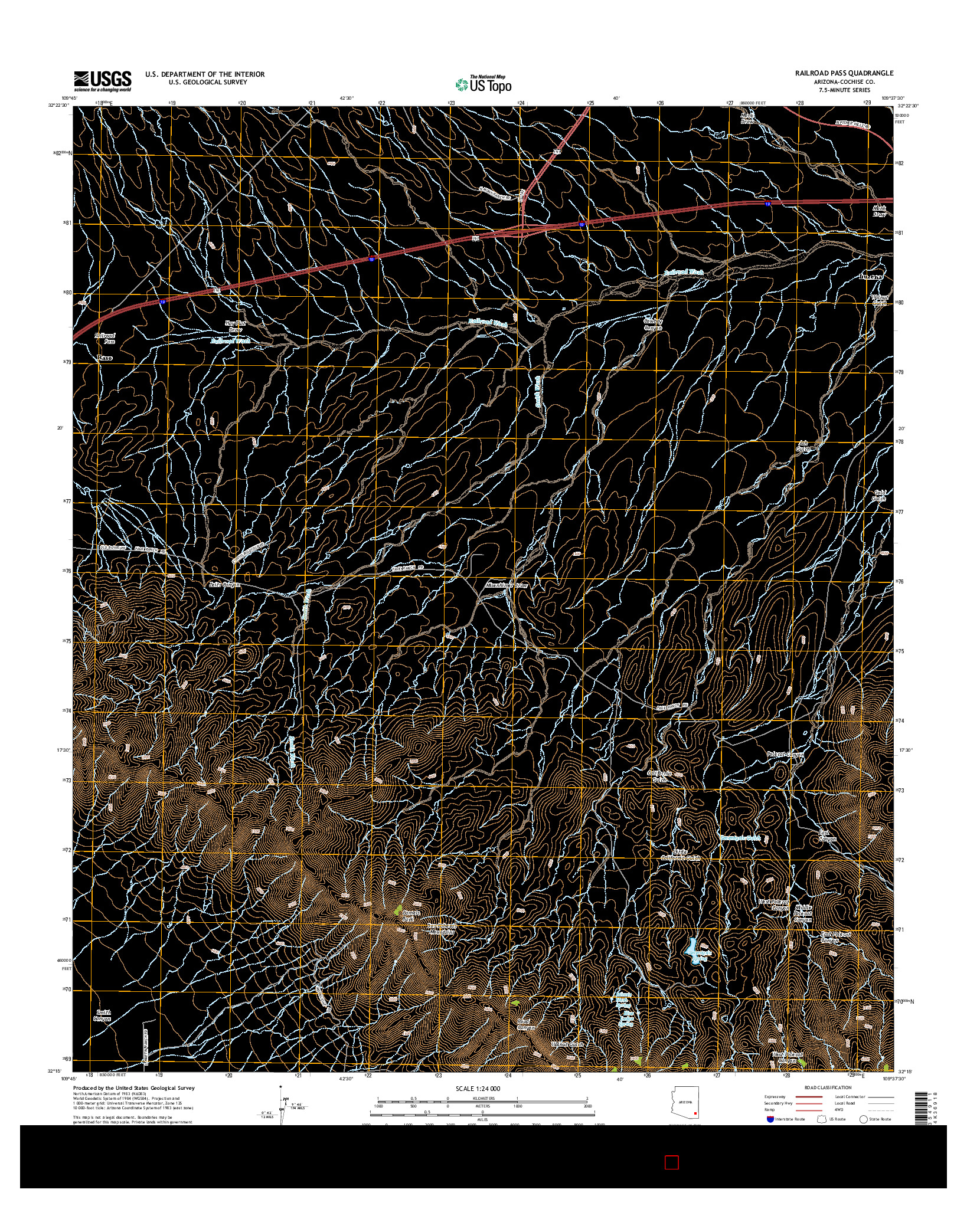 USGS US TOPO 7.5-MINUTE MAP FOR RAILROAD PASS, AZ 2014