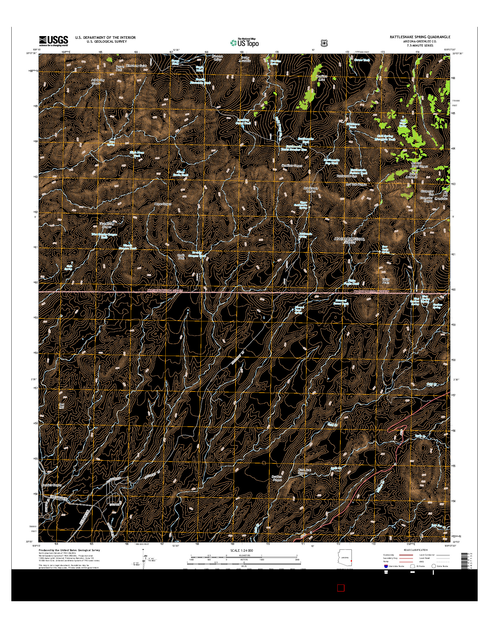 USGS US TOPO 7.5-MINUTE MAP FOR RATTLESNAKE SPRING, AZ 2014