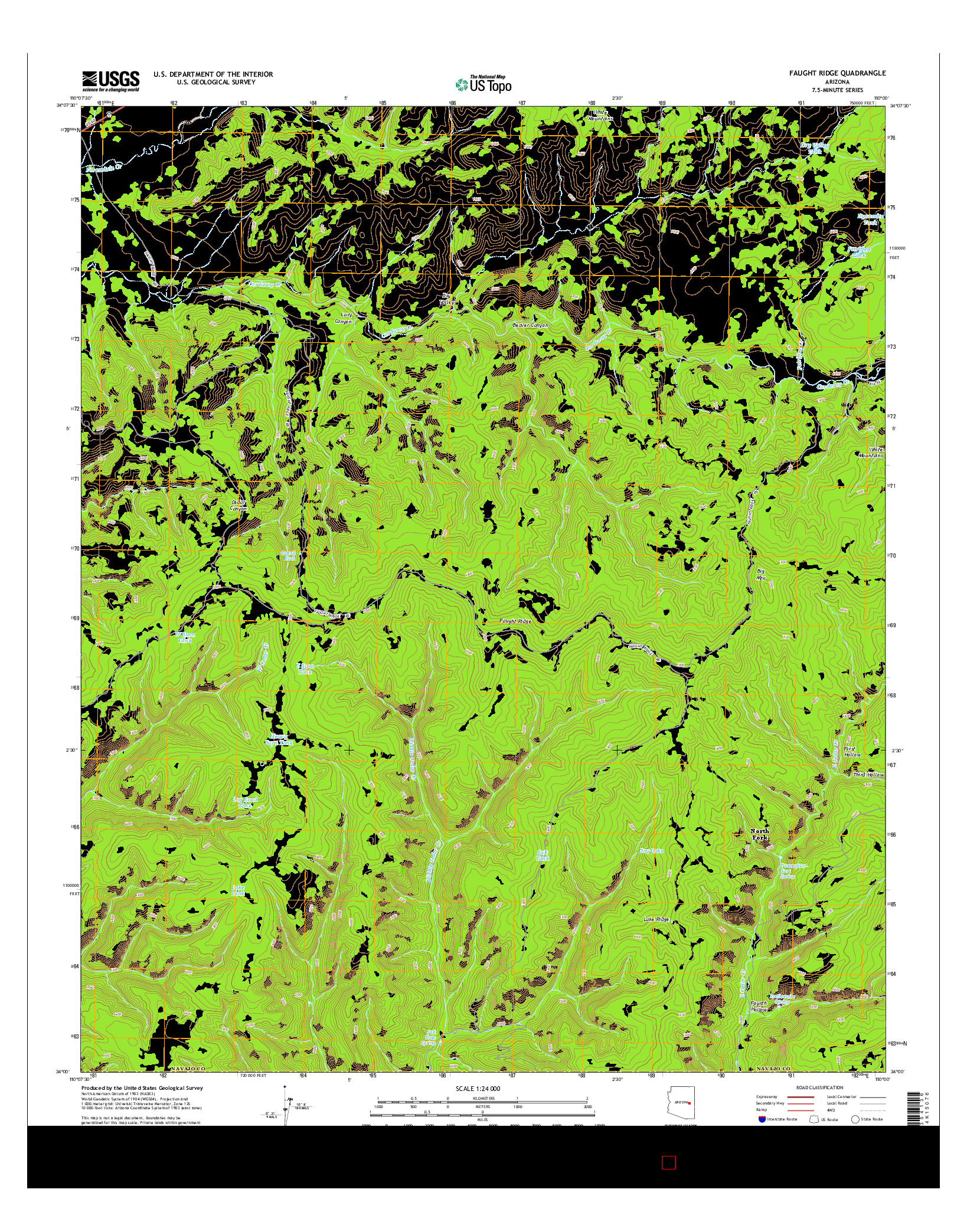 USGS US TOPO 7.5-MINUTE MAP FOR FAUGHT RIDGE, AZ 2014