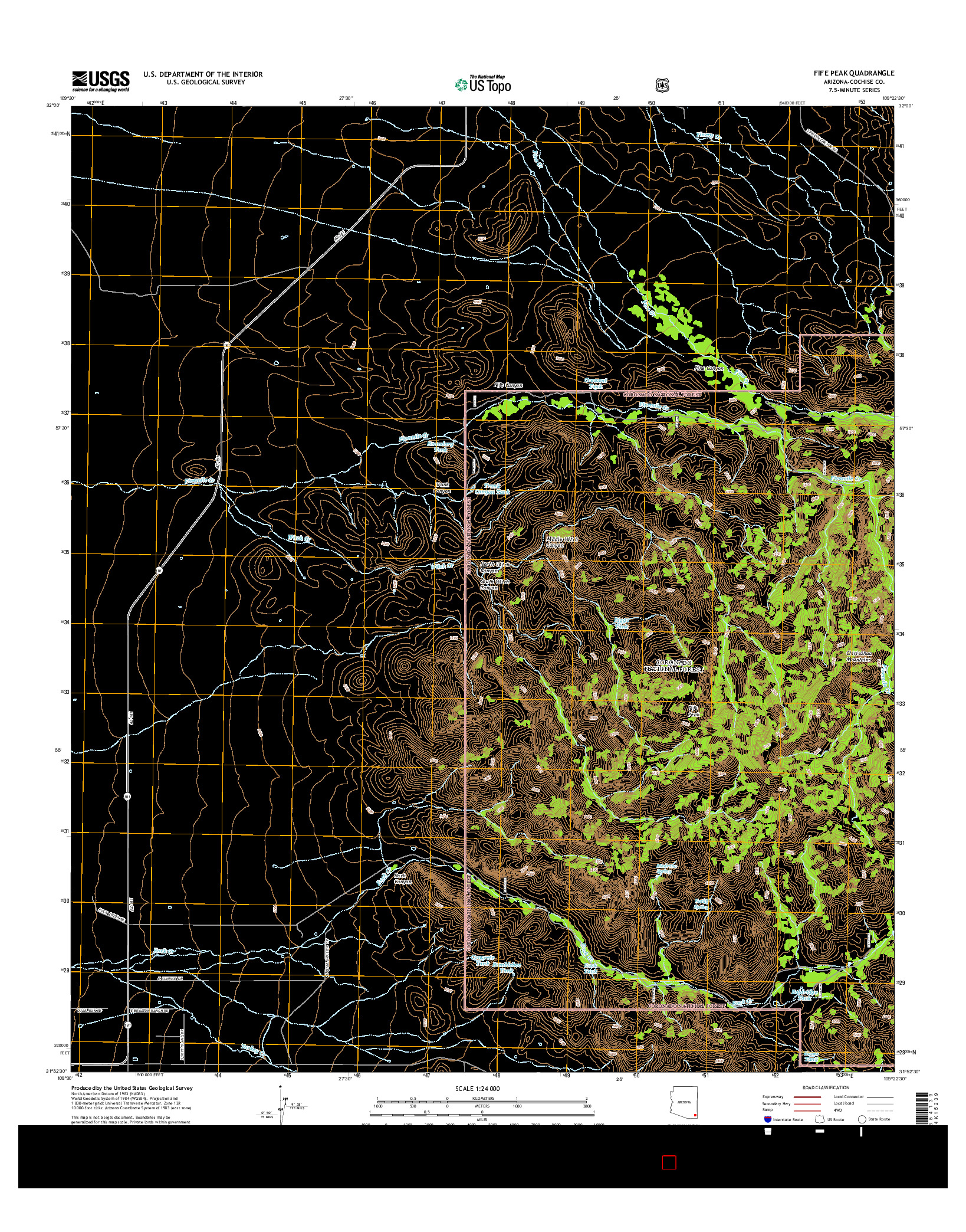 USGS US TOPO 7.5-MINUTE MAP FOR FIFE PEAK, AZ 2014