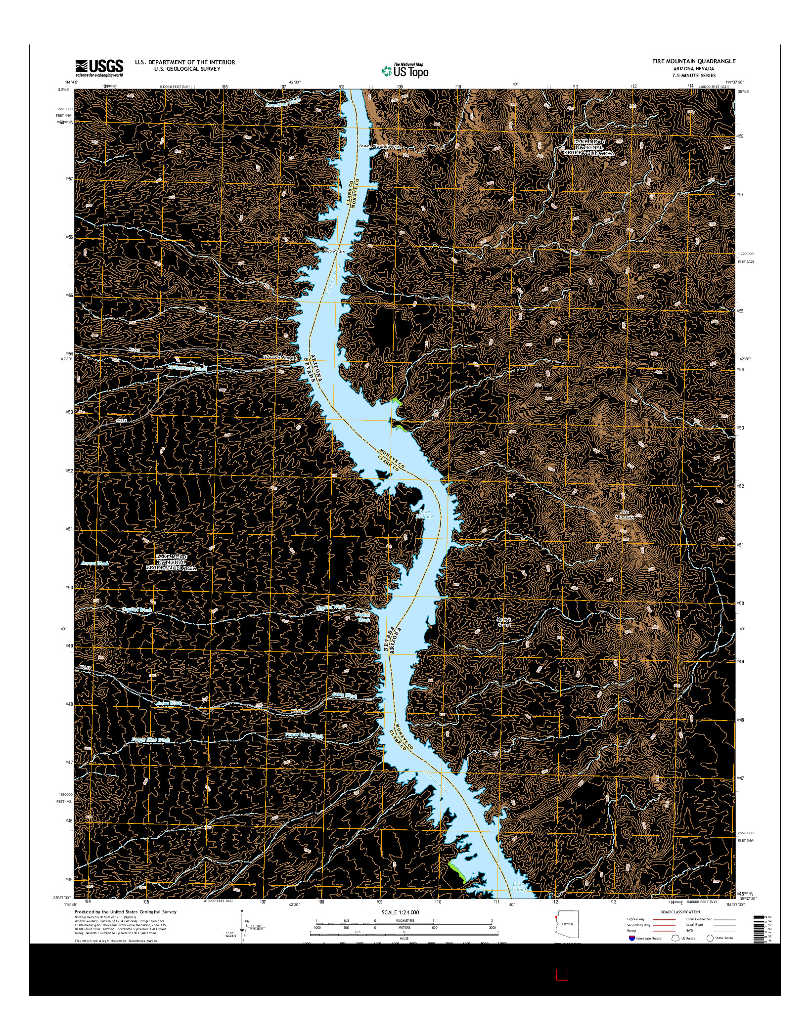 USGS US TOPO 7.5-MINUTE MAP FOR FIRE MOUNTAIN, AZ-NV 2014