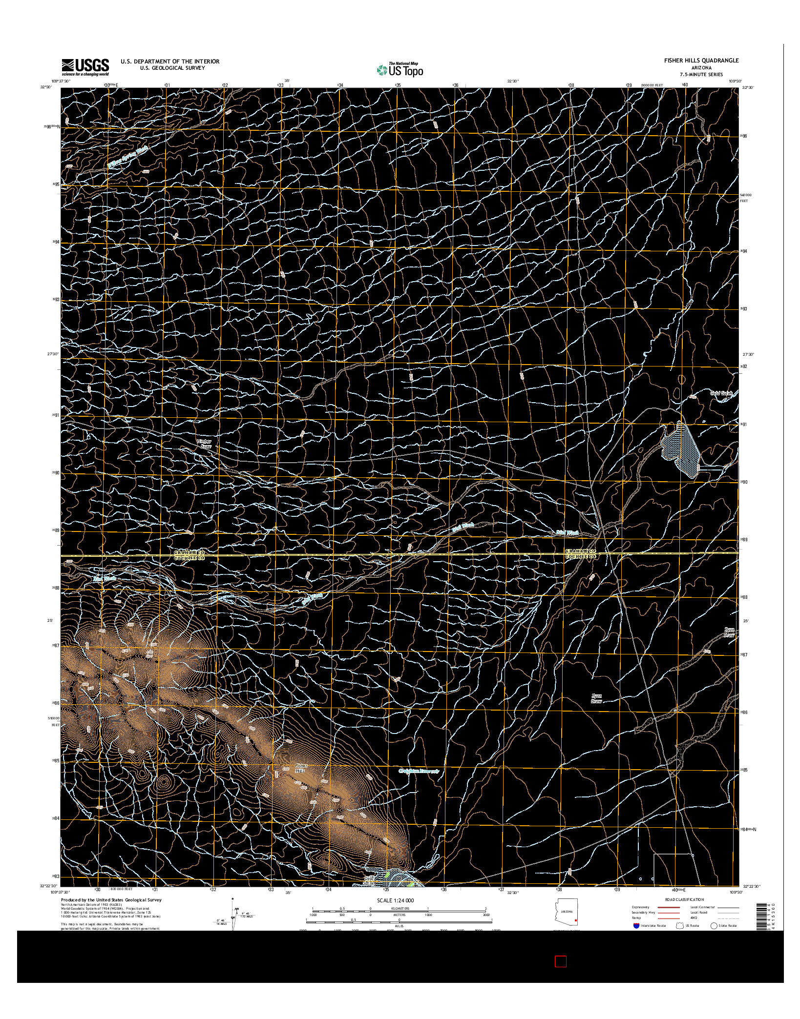 USGS US TOPO 7.5-MINUTE MAP FOR FISHER HILLS, AZ 2014