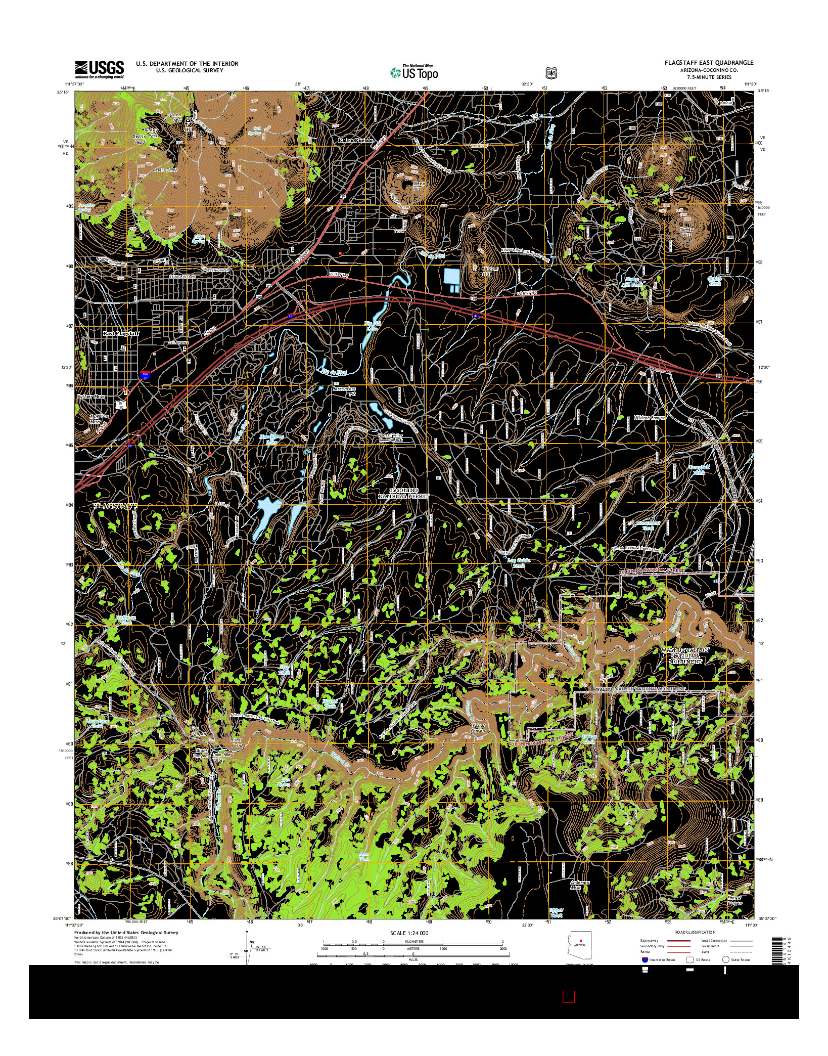 USGS US TOPO 7.5-MINUTE MAP FOR FLAGSTAFF EAST, AZ 2014