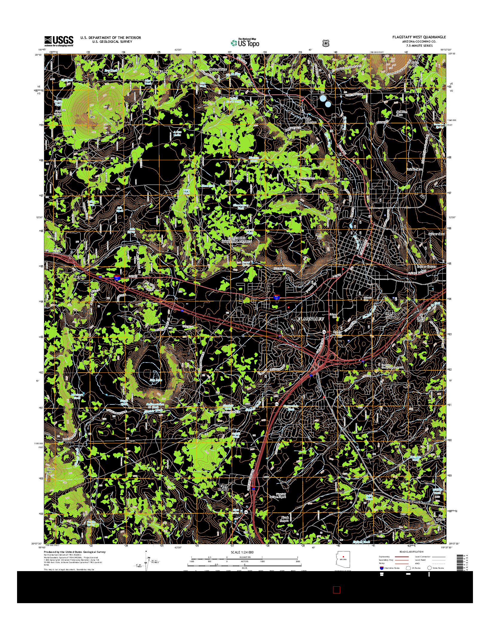 USGS US TOPO 7.5-MINUTE MAP FOR FLAGSTAFF WEST, AZ 2014