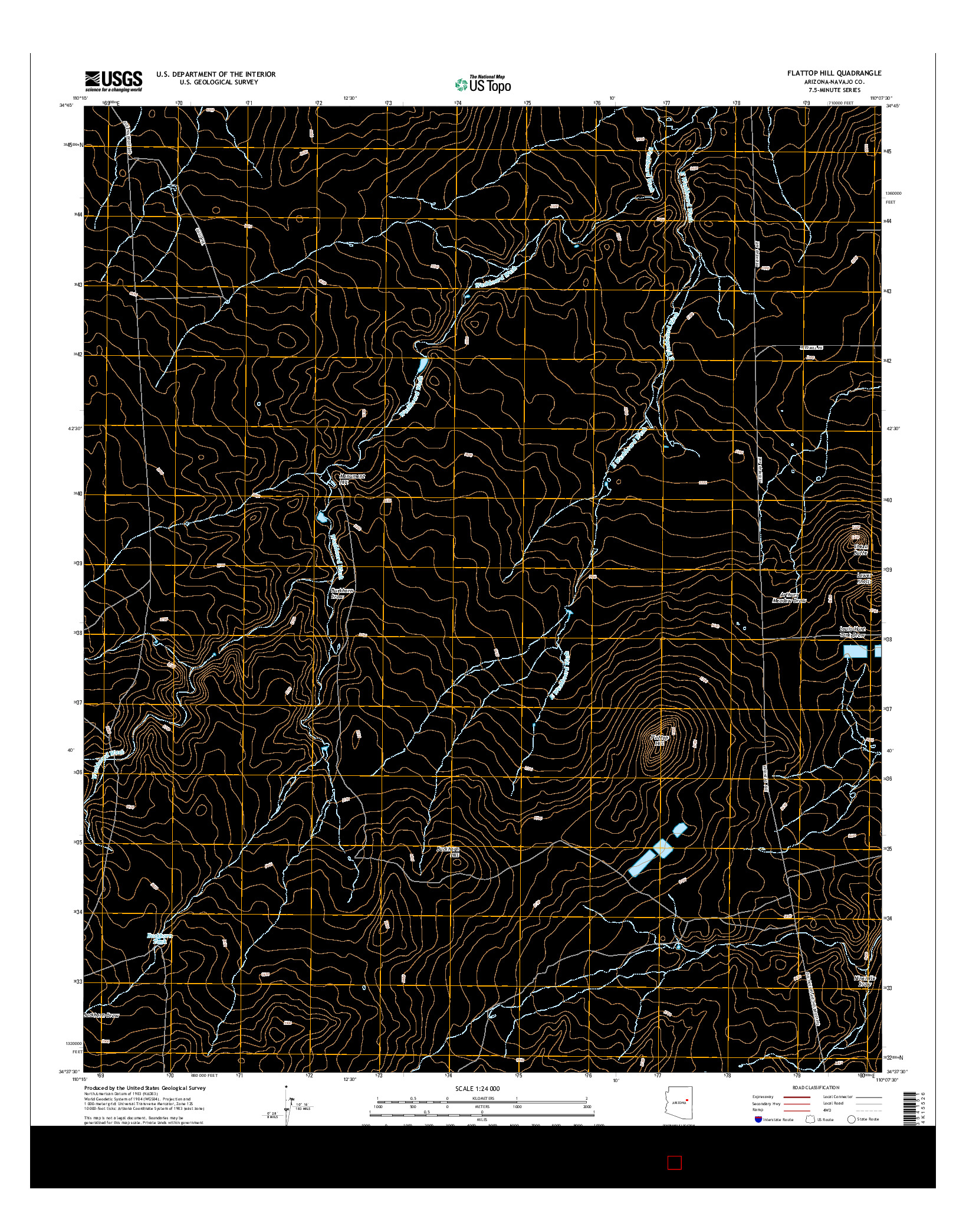 USGS US TOPO 7.5-MINUTE MAP FOR FLATTOP HILL, AZ 2014